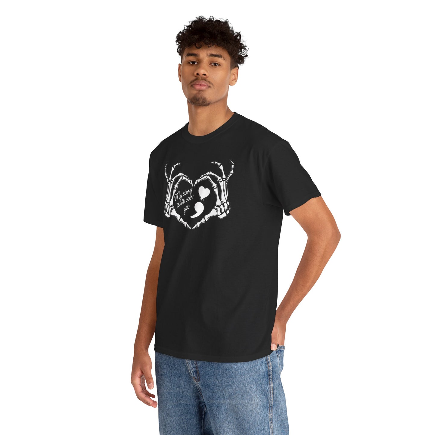 My story isn't over yet Unisex Heavy Cotton Tee | Suicide Awareness, Casual, Streetwear, Emo Fashion, Unique Graphic Tee,