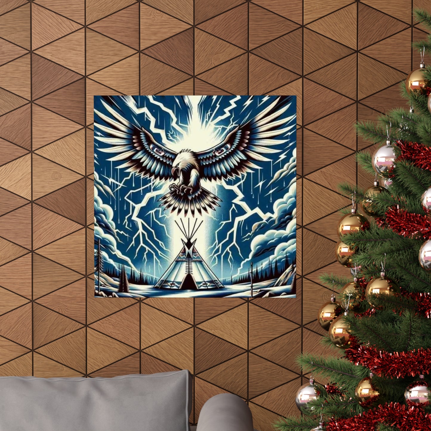Eagle over teepee Matte Vertical Posters
