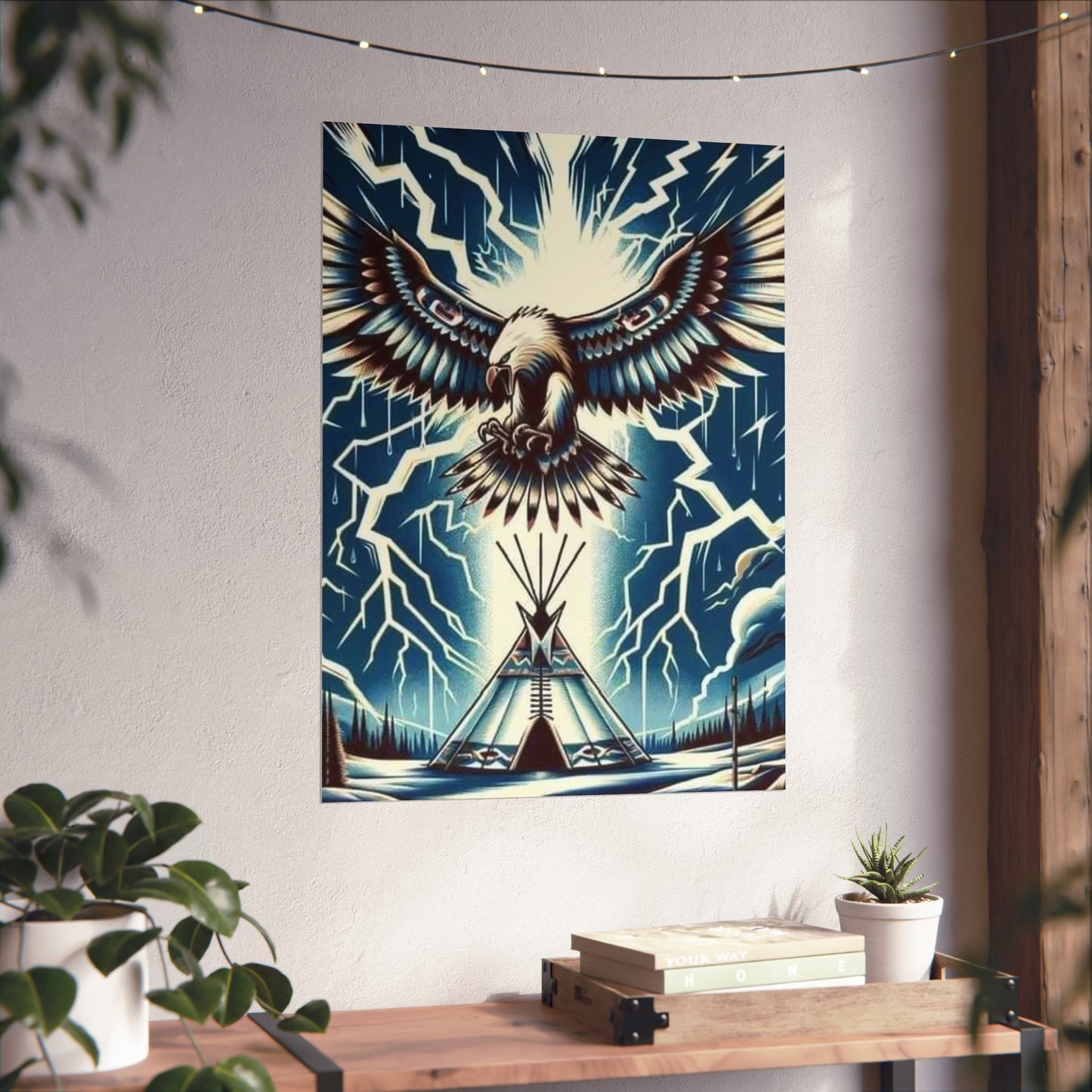 Eagle over teepee Matte Vertical Posters