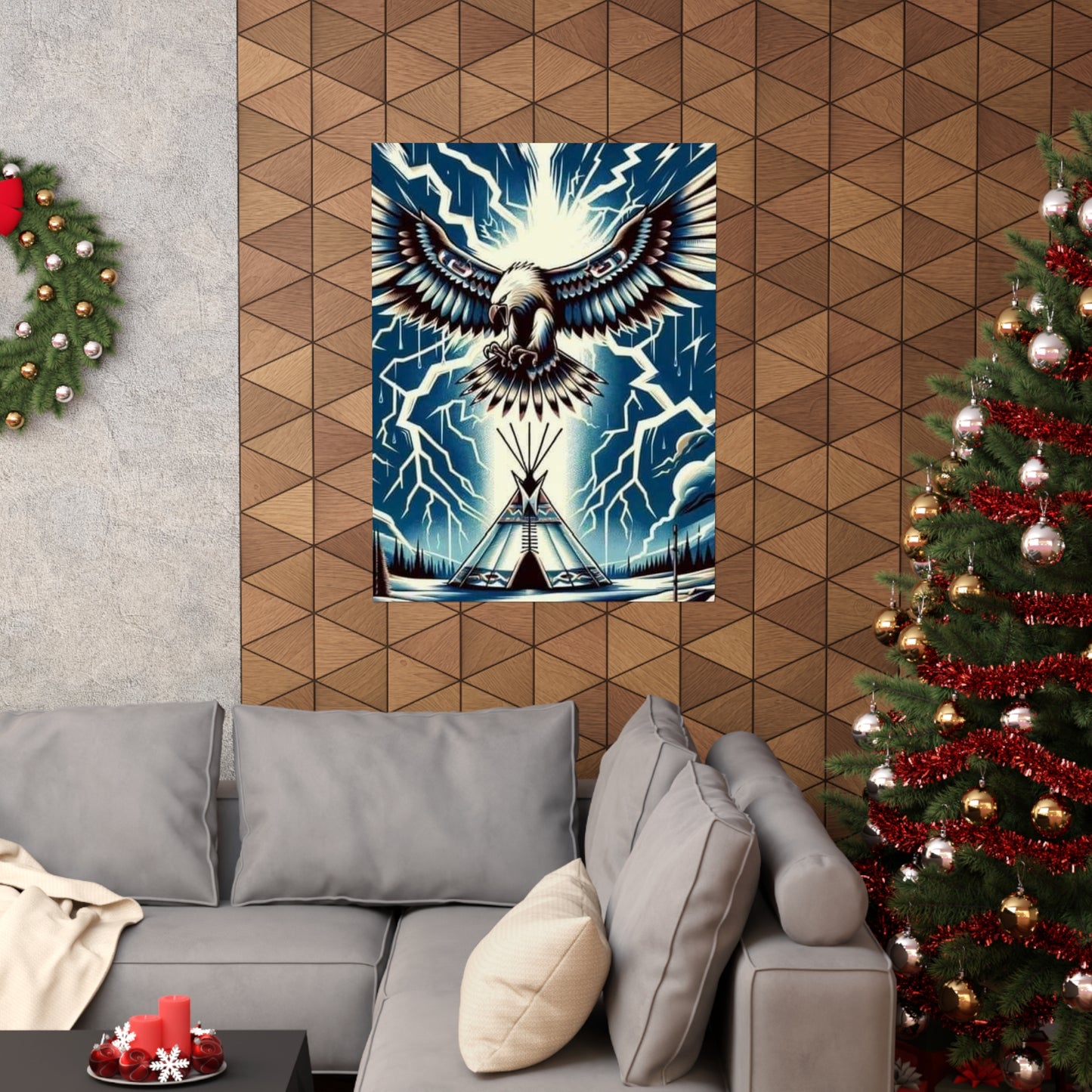 Eagle over teepee Matte Vertical Posters