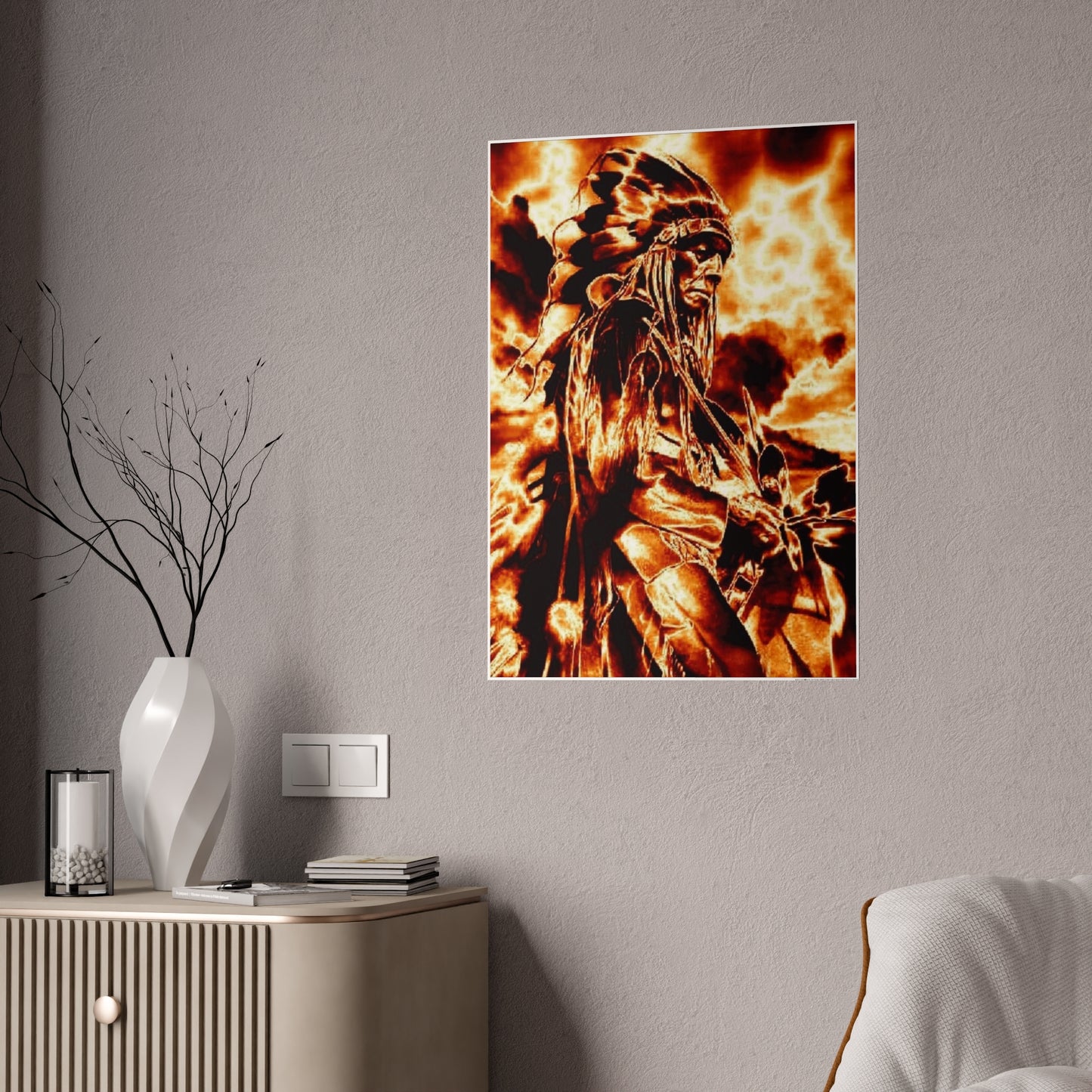 Chief in the fire sky Gloss Posters