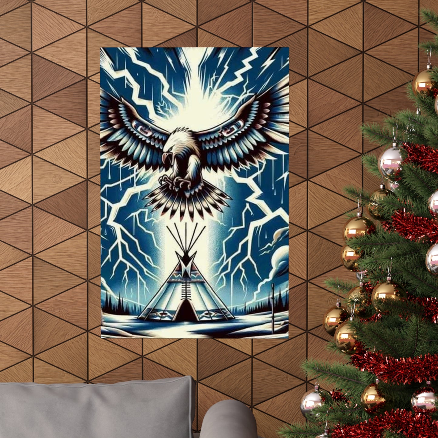 Eagle over teepee Matte Vertical Posters