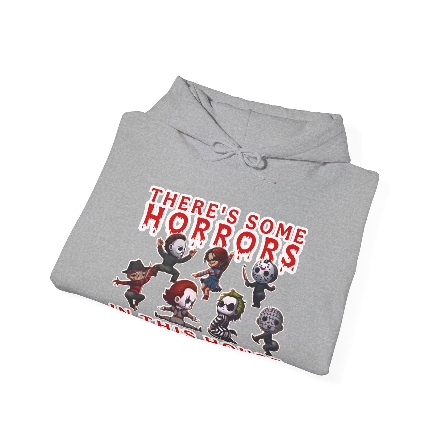 There's some horrors in this house Unisex Hoodie: Perfect for Fans of Spooky Vibes, Halloween, and Cozy Nights, Gifts for Horror Lovers, Fun Apparel