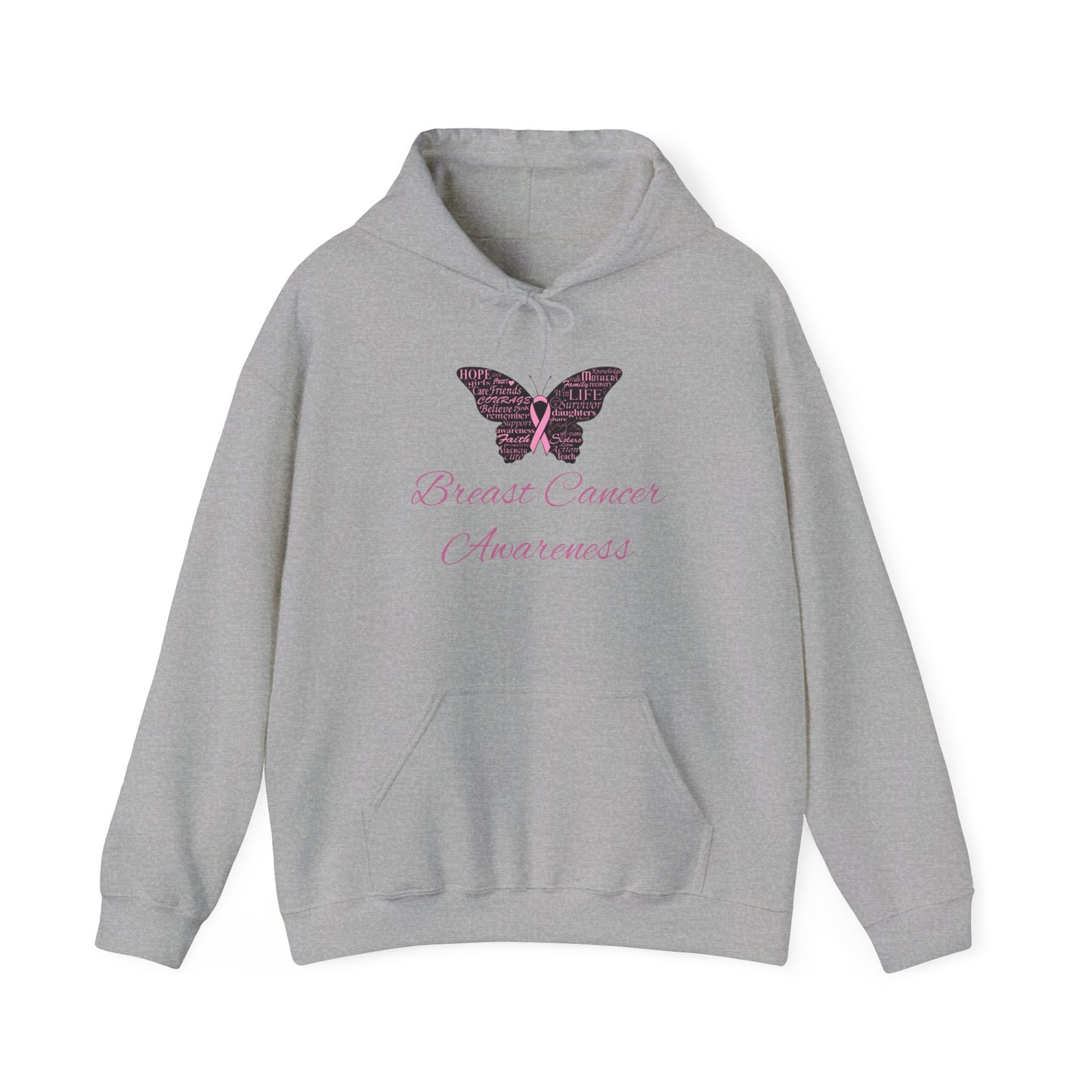 Breast Cancer Awareness Butterfly Hooded Sweatshirt