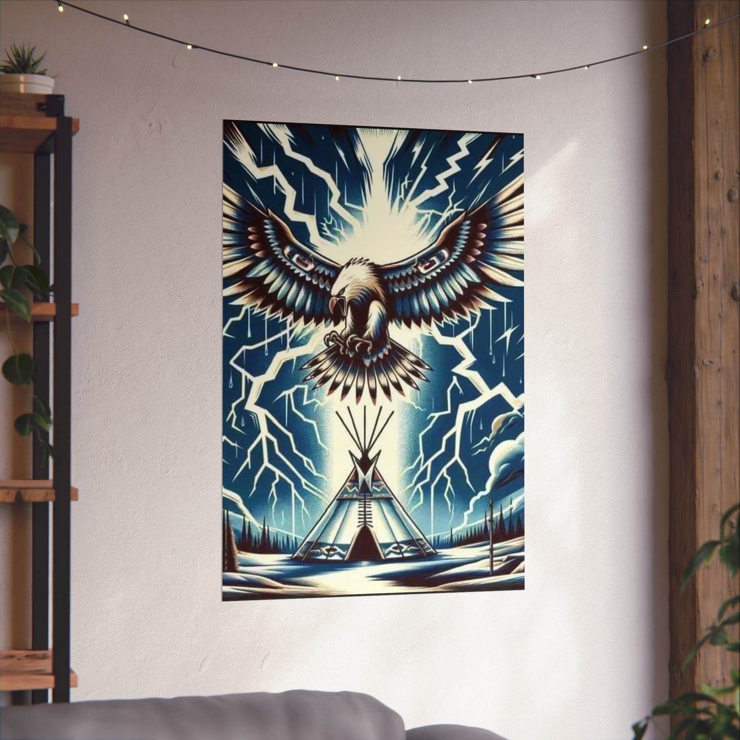 Eagle over teepee Matte Vertical Posters