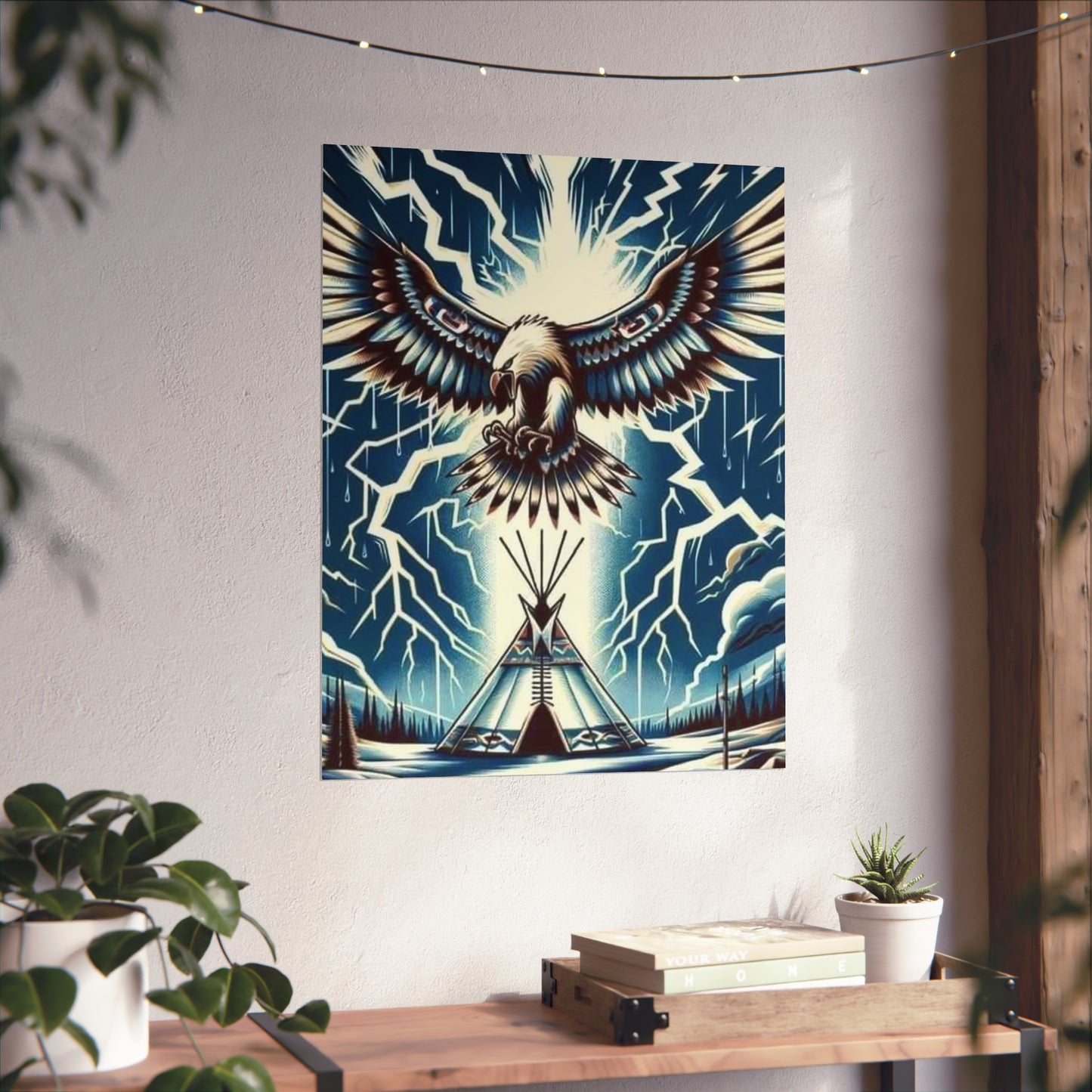 Eagle over teepee Matte Vertical Posters