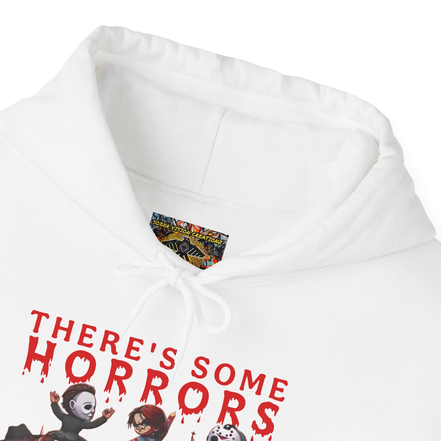 There's some horrors in this house Unisex Hoodie: Perfect for Fans of Spooky Vibes, Halloween, and Cozy Nights, Gifts for Horror Lovers, Fun Apparel