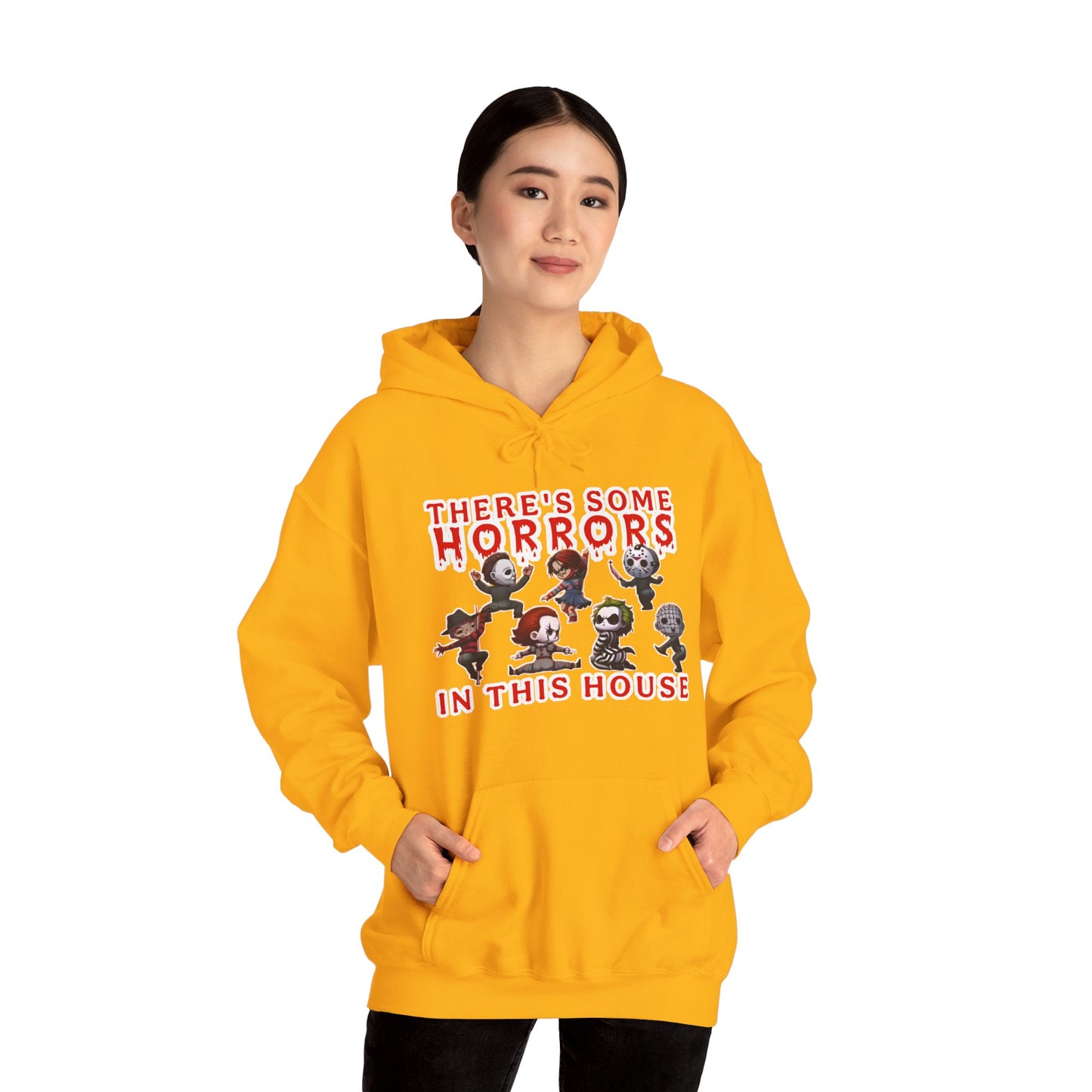 There's some horrors in this house Unisex Hoodie: Perfect for Fans of Spooky Vibes, Halloween, and Cozy Nights, Gifts for Horror Lovers, Fun Apparel