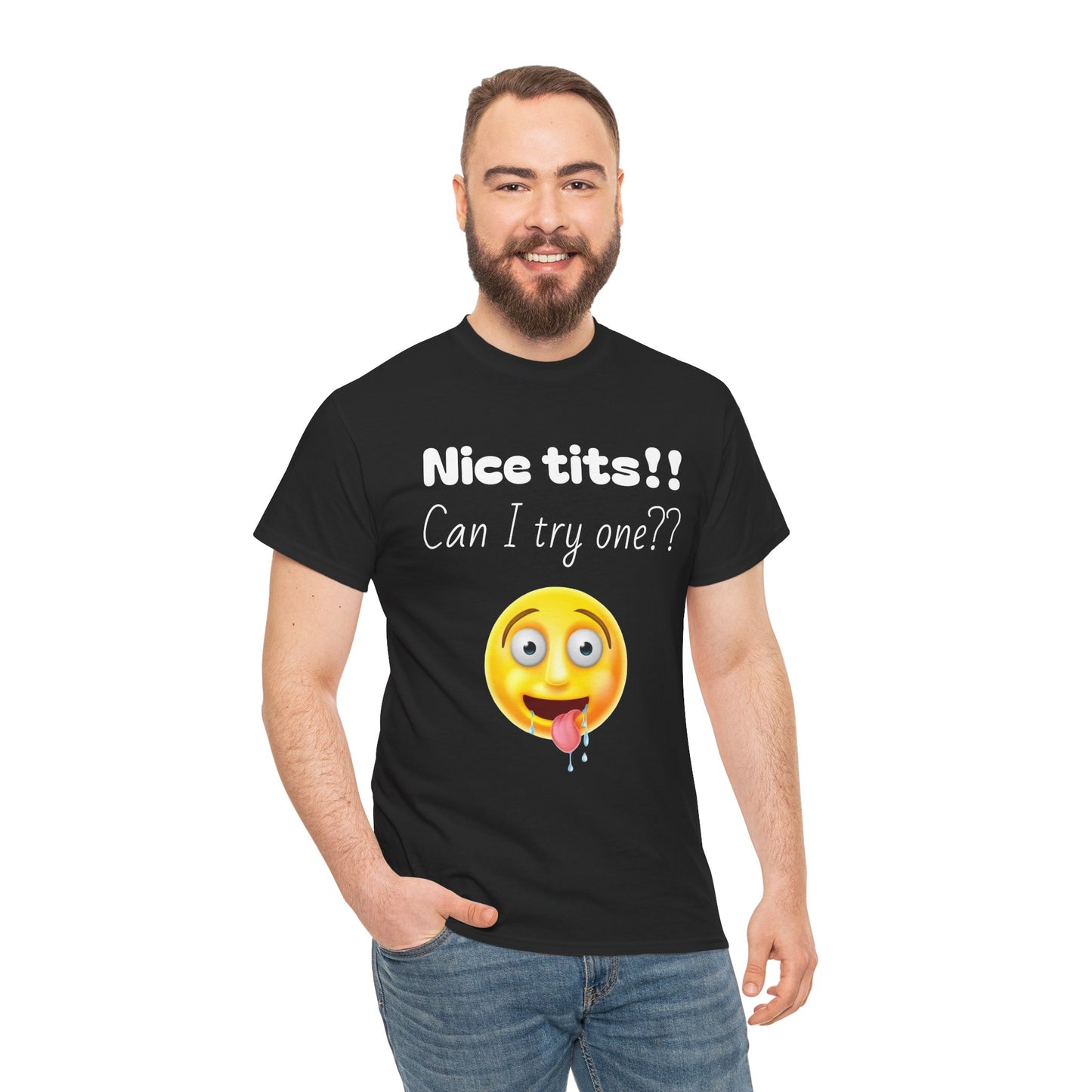 Funny Unisex Heavy Cotton Tee - "Nice Tits!! Can I Try One??"