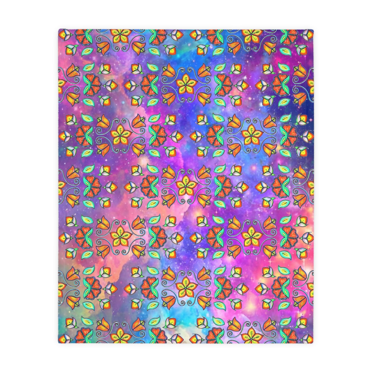 Dreamcatcher/floral design Velveteen Microfiber Blanket (Two-sided print)