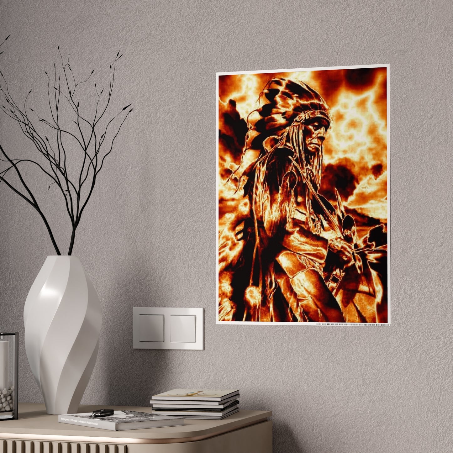 Chief in the fire sky Gloss Posters