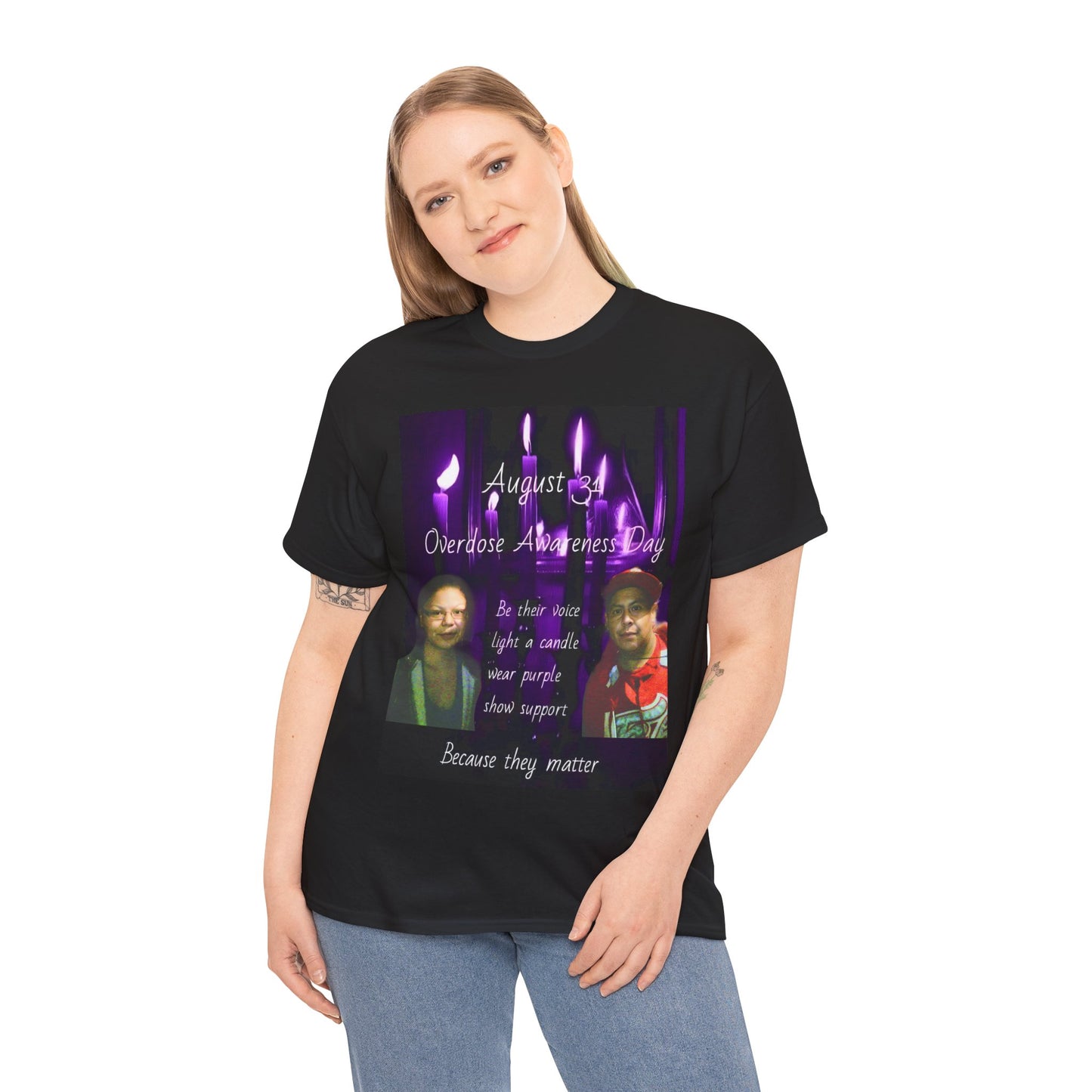Unisex Heavy Cotton Tee for Overdose Awareness Day, Love, Support, Protest, Mental Health, Candle Theme Shirt