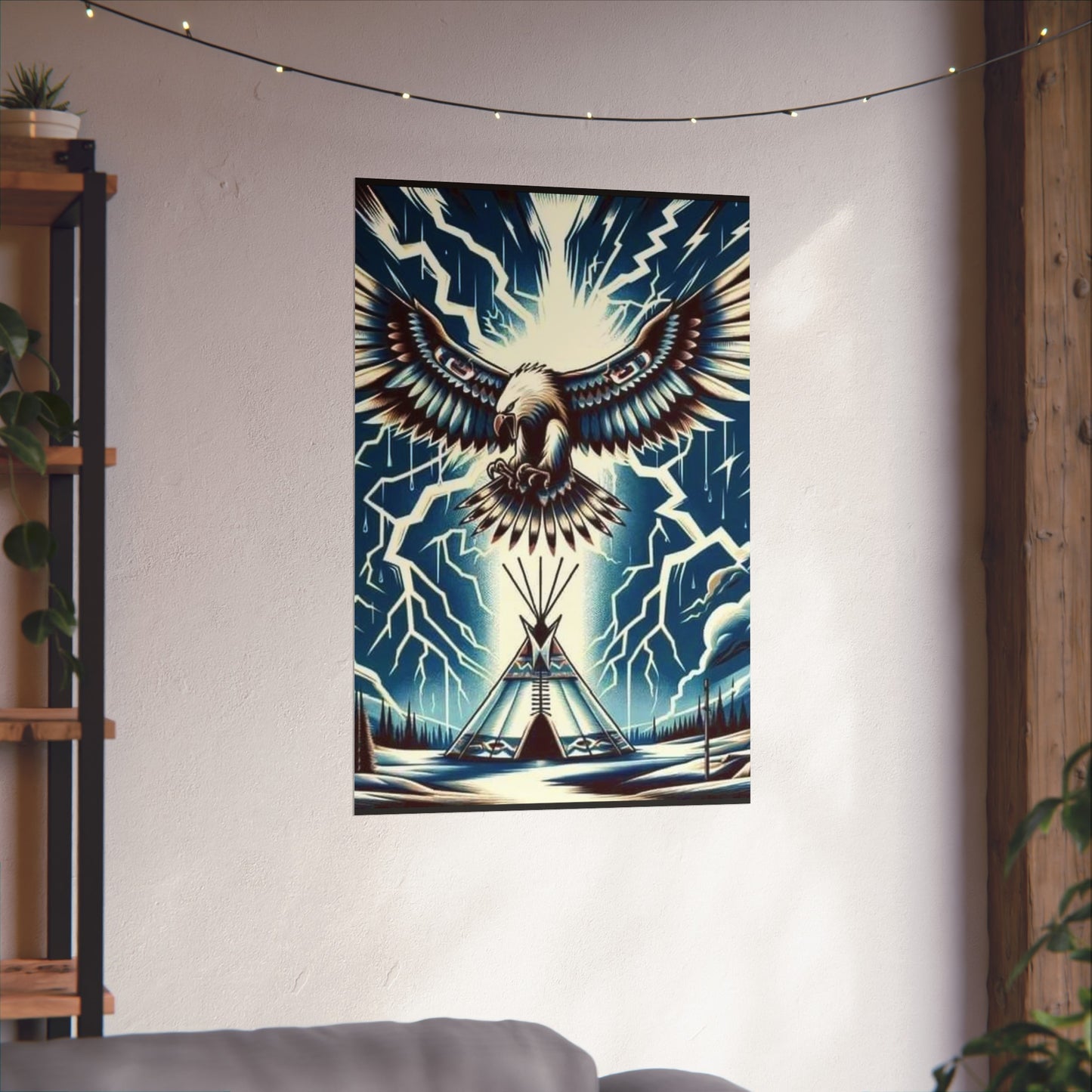 Eagle over teepee Matte Vertical Posters