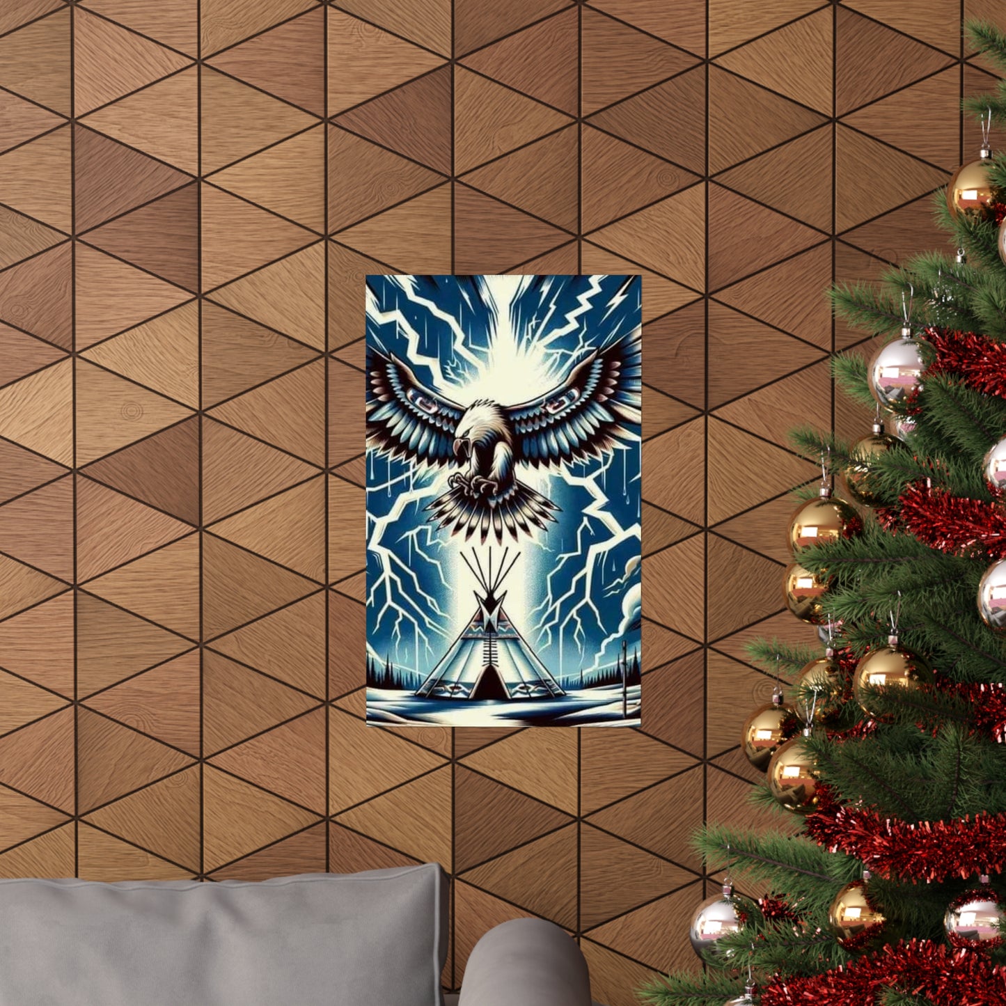 Eagle over teepee Matte Vertical Posters