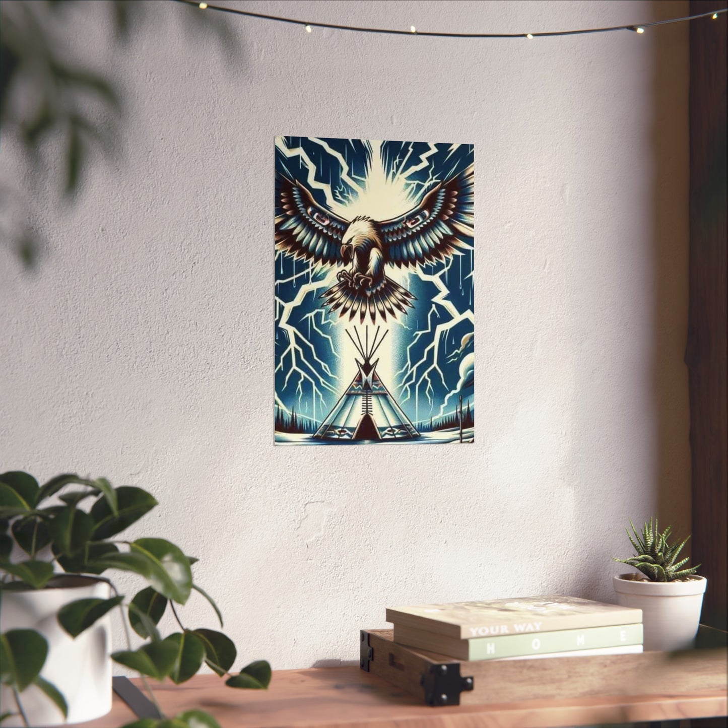 Eagle over teepee Matte Vertical Posters