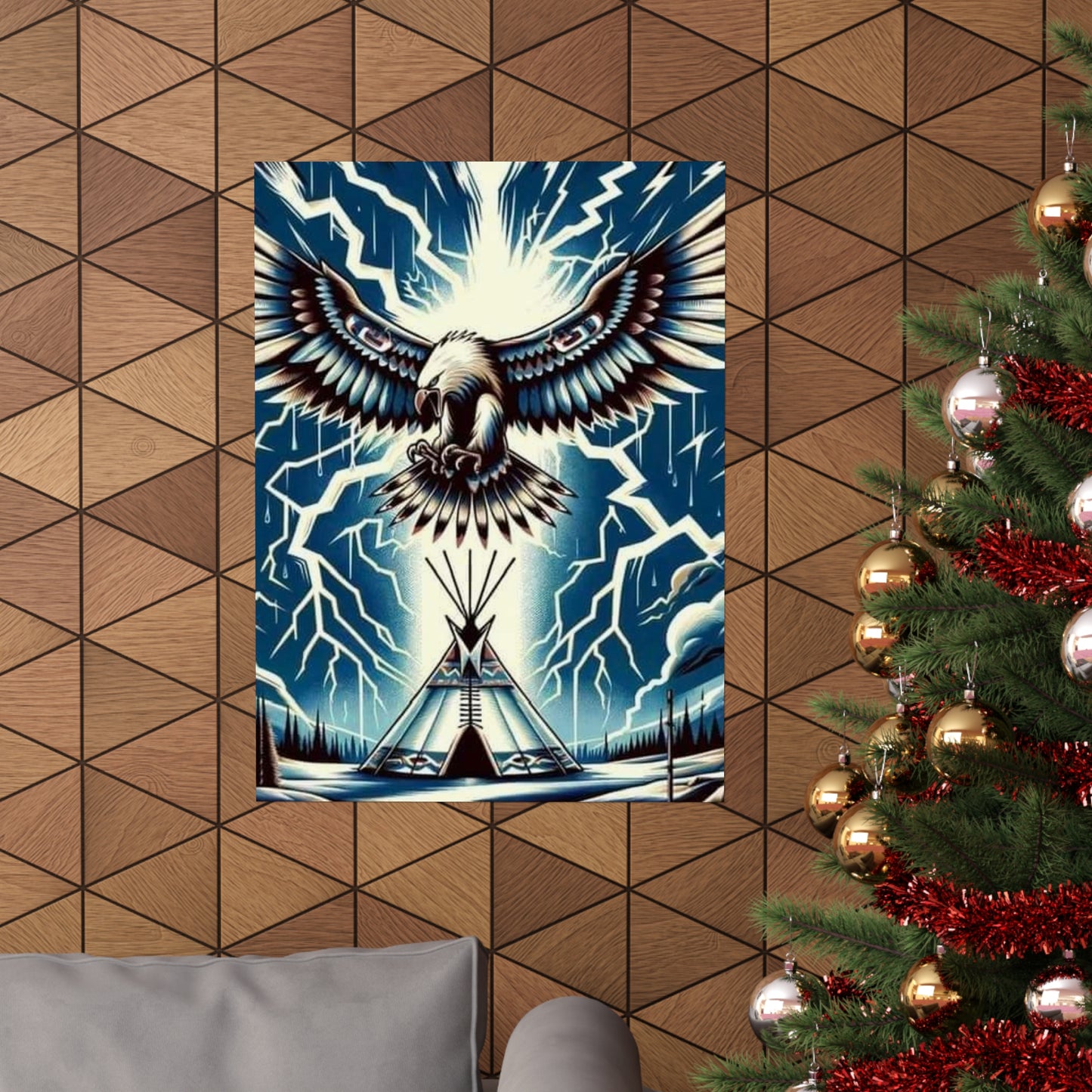Eagle over teepee Matte Vertical Posters