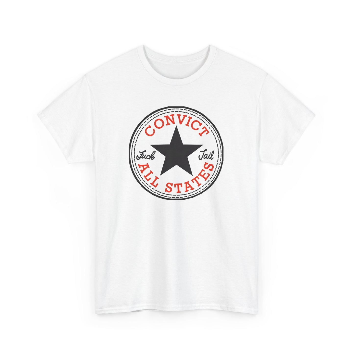 Convict All States Unisex Heavy Cotton Tee - Casualwear, Street Style, Gift for Him/Her, Retro Vintage Shirt, Fun Graphic Tee