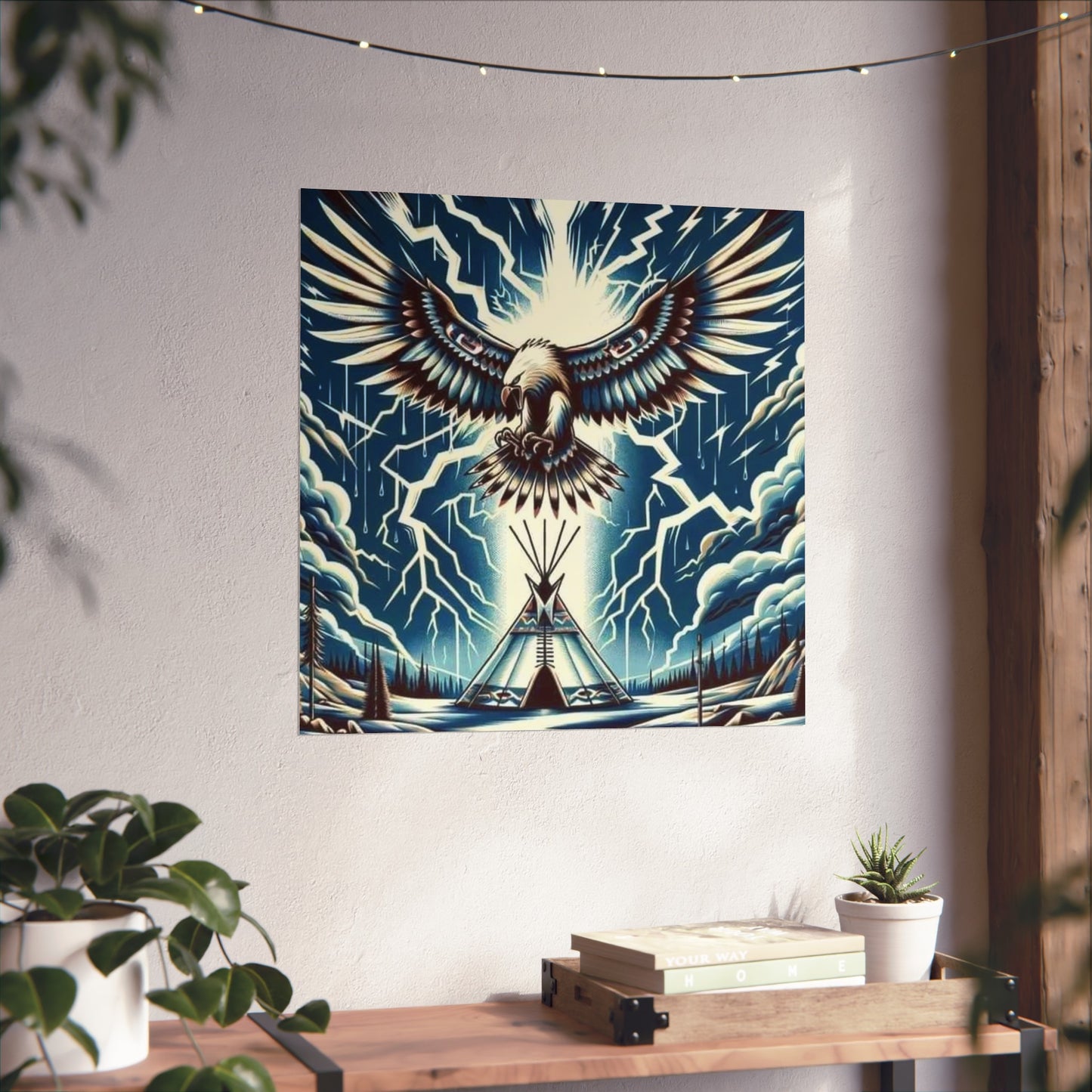Eagle over teepee Matte Vertical Posters