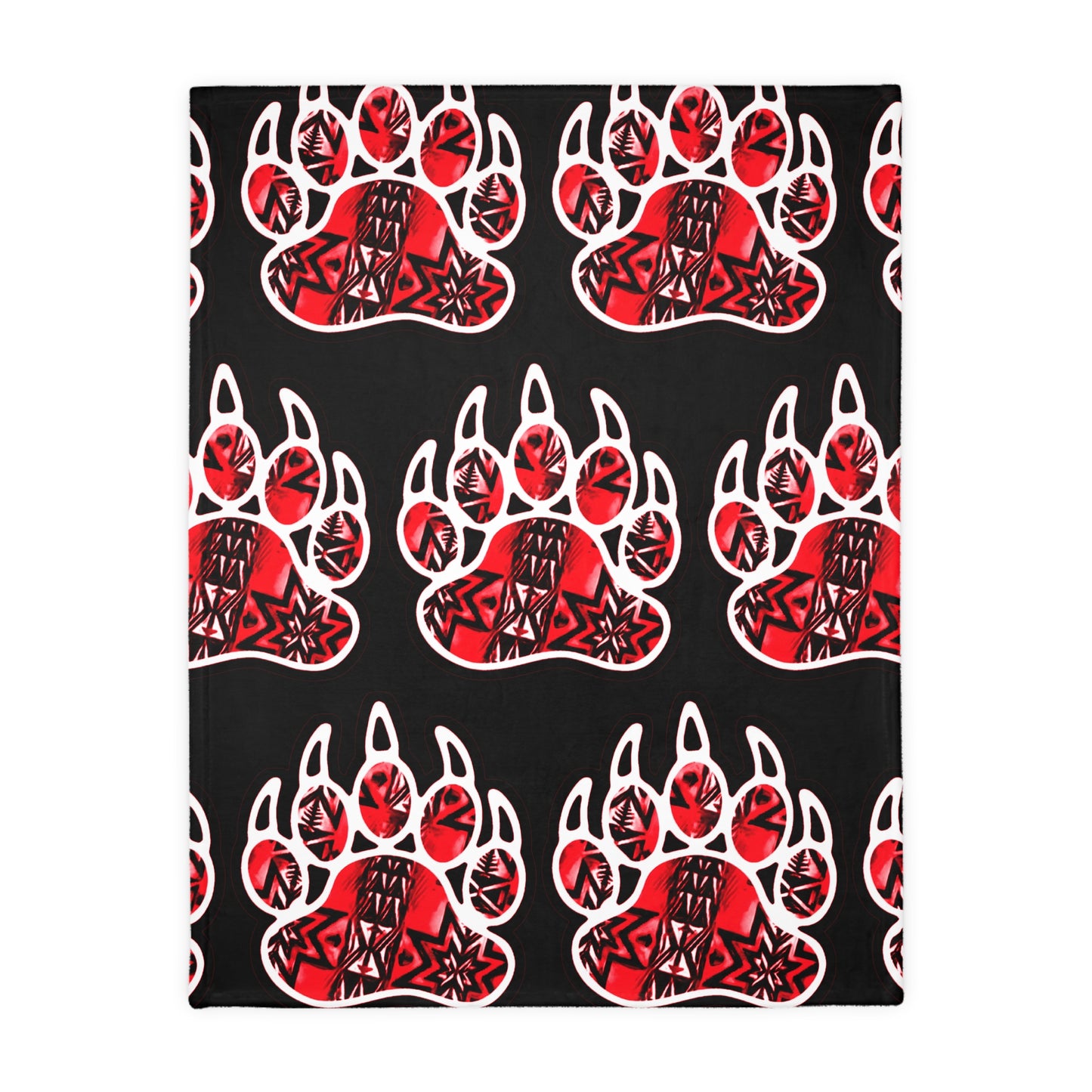 Bear paw/Dragonfly floral Velveteen Microfiber Blanket (Two-sided print)