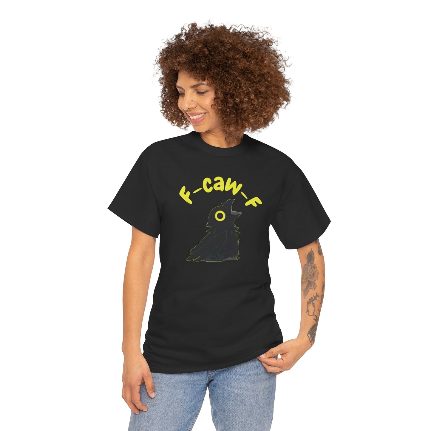 F-Caw-F Unisex Heavy Cotton Tee, Funny Graphic Tee, Casual Wear, Gift for Bird Lovers, Unique T-Shirt for Any Occasion