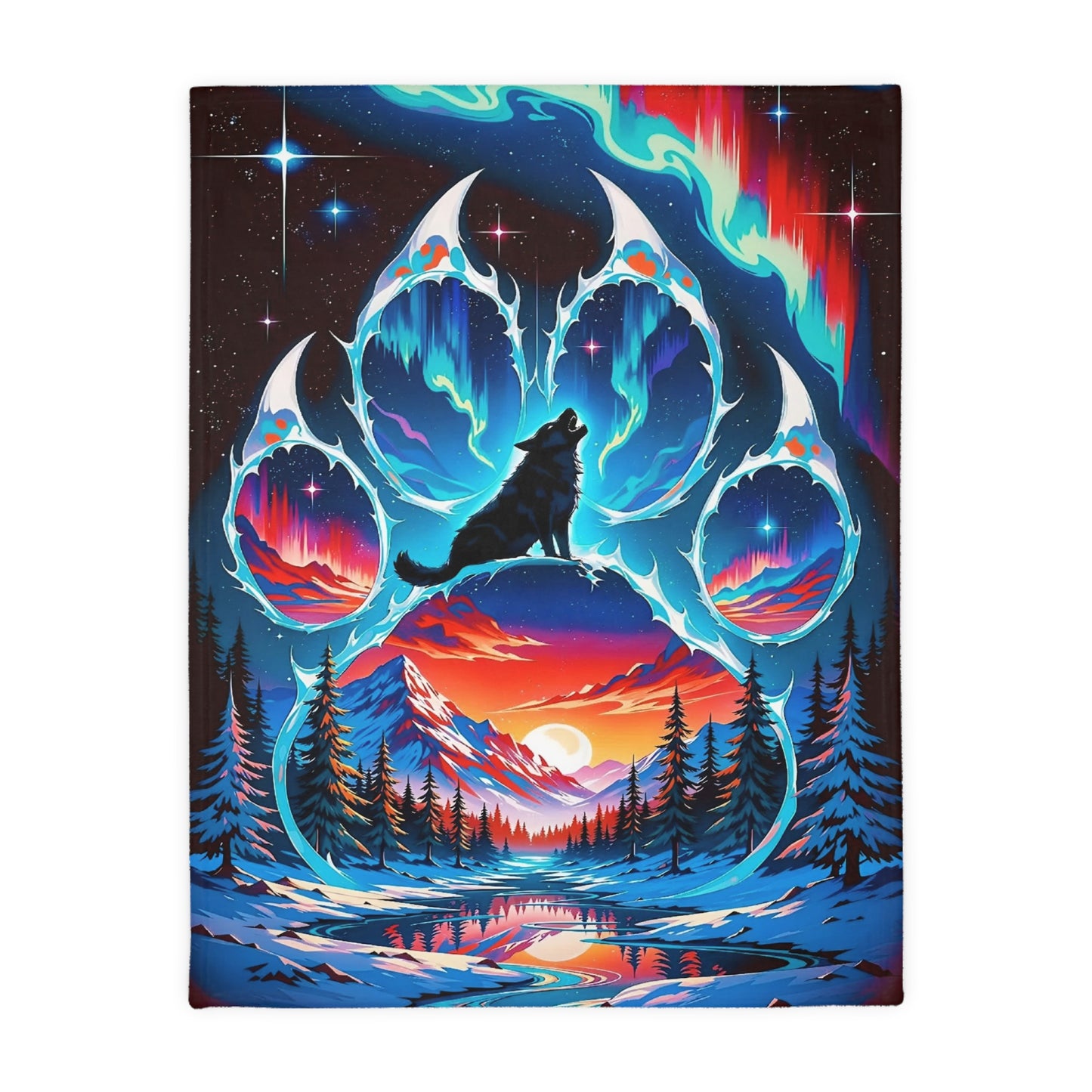 Cozy Wolf Paw Print Blanket - Perfect for Nature Lovers, Gifts for Men & Women, Warm Throw for Winter, Adventure Decor, Camping Accessories