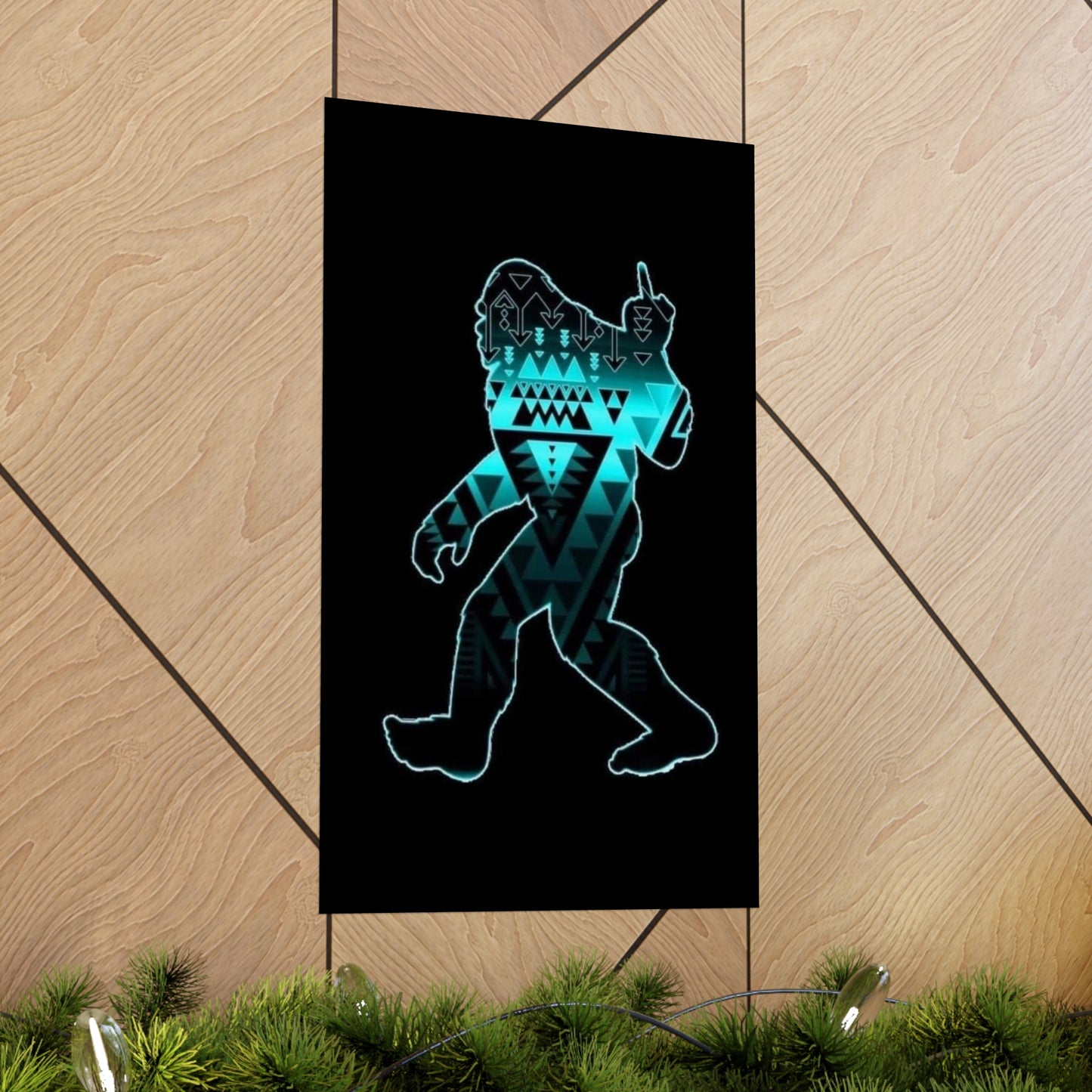Sasquatch flipping the bird Matte Vertical Posters
