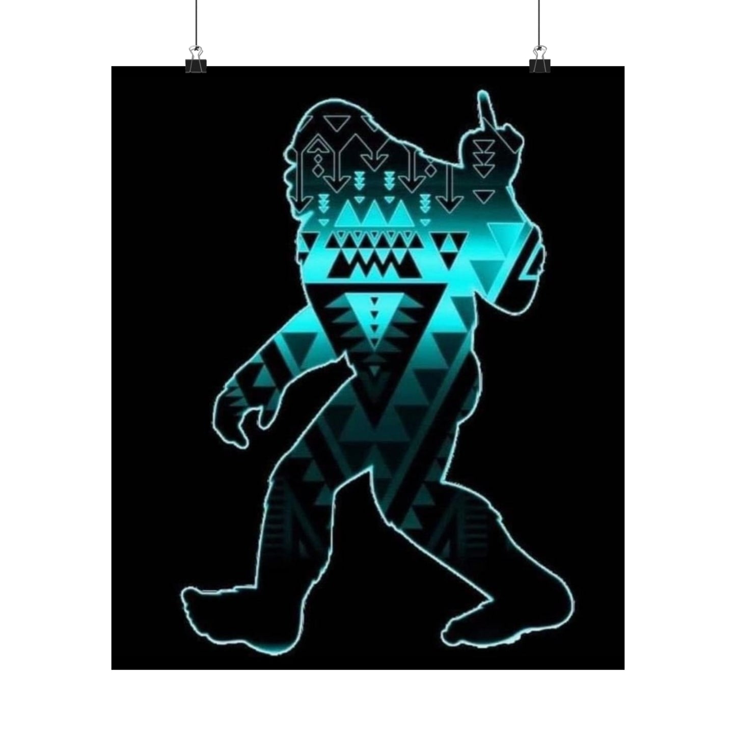 Sasquatch flipping the bird Matte Vertical Posters