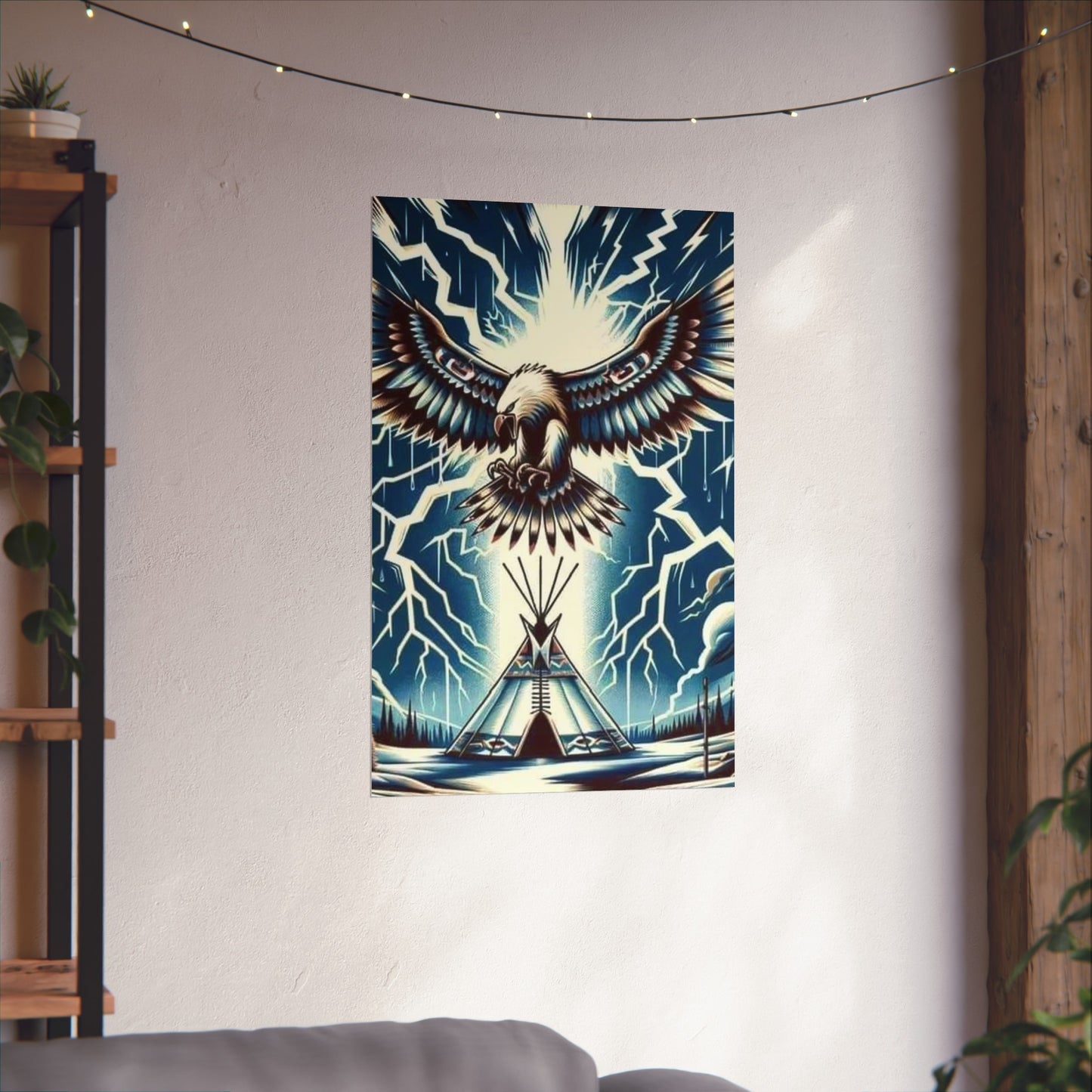 Eagle over teepee Matte Vertical Posters