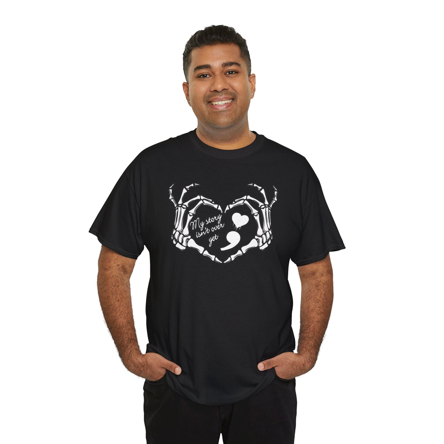 My story isn't over yet Unisex Heavy Cotton Tee | Suicide Awareness, Casual, Streetwear, Emo Fashion, Unique Graphic Tee,