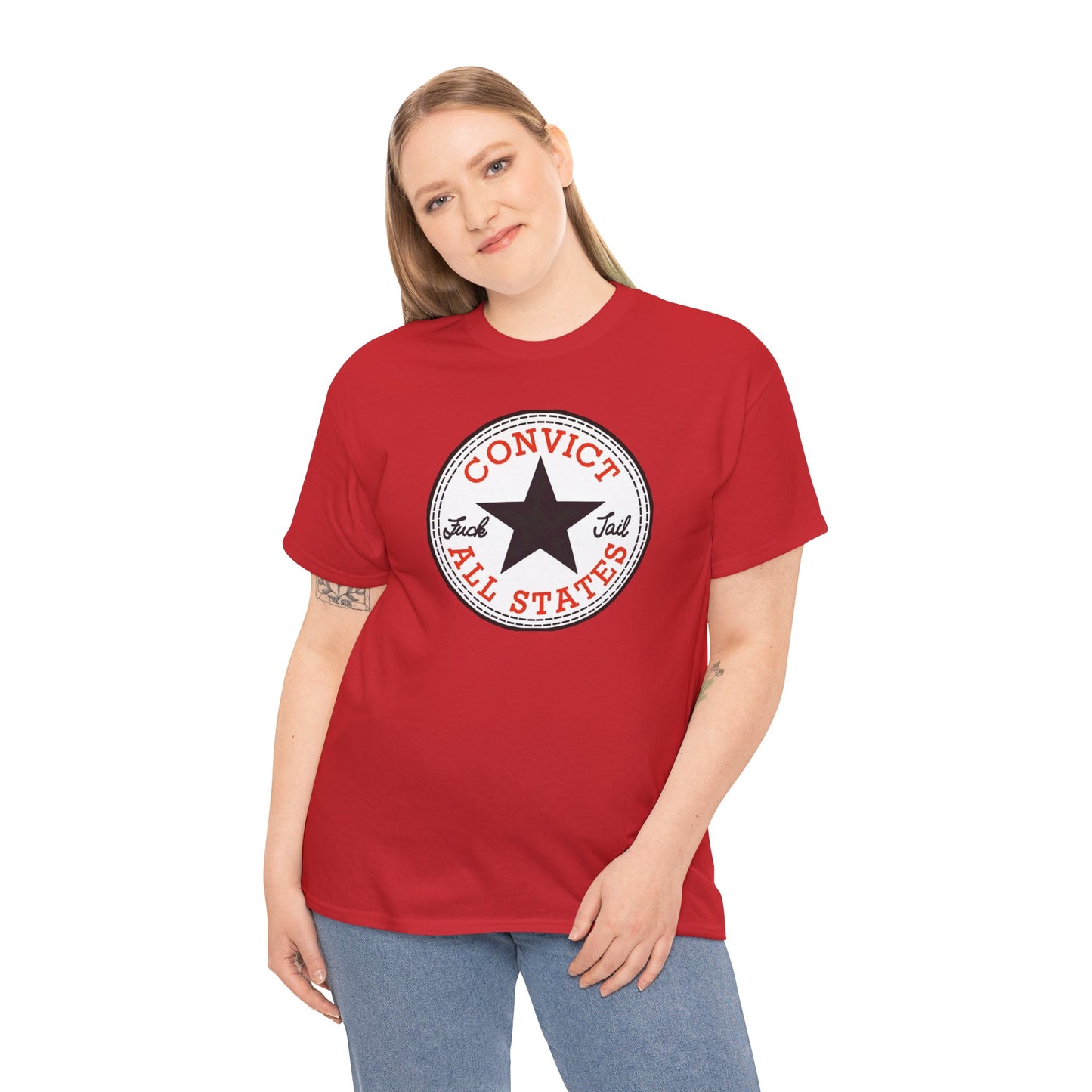 Convict All States Unisex Heavy Cotton Tee - Casualwear, Street Style, Gift for Him/Her, Retro Vintage Shirt, Fun Graphic Tee