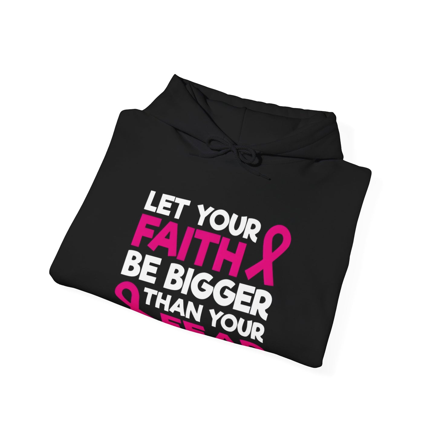 Pink Ribbon Faith Hooded Sweatshirt - Inspirational Gift for Breast Cancer Awareness, Cozy Fashion, Everyday Wear, Supportive Message
