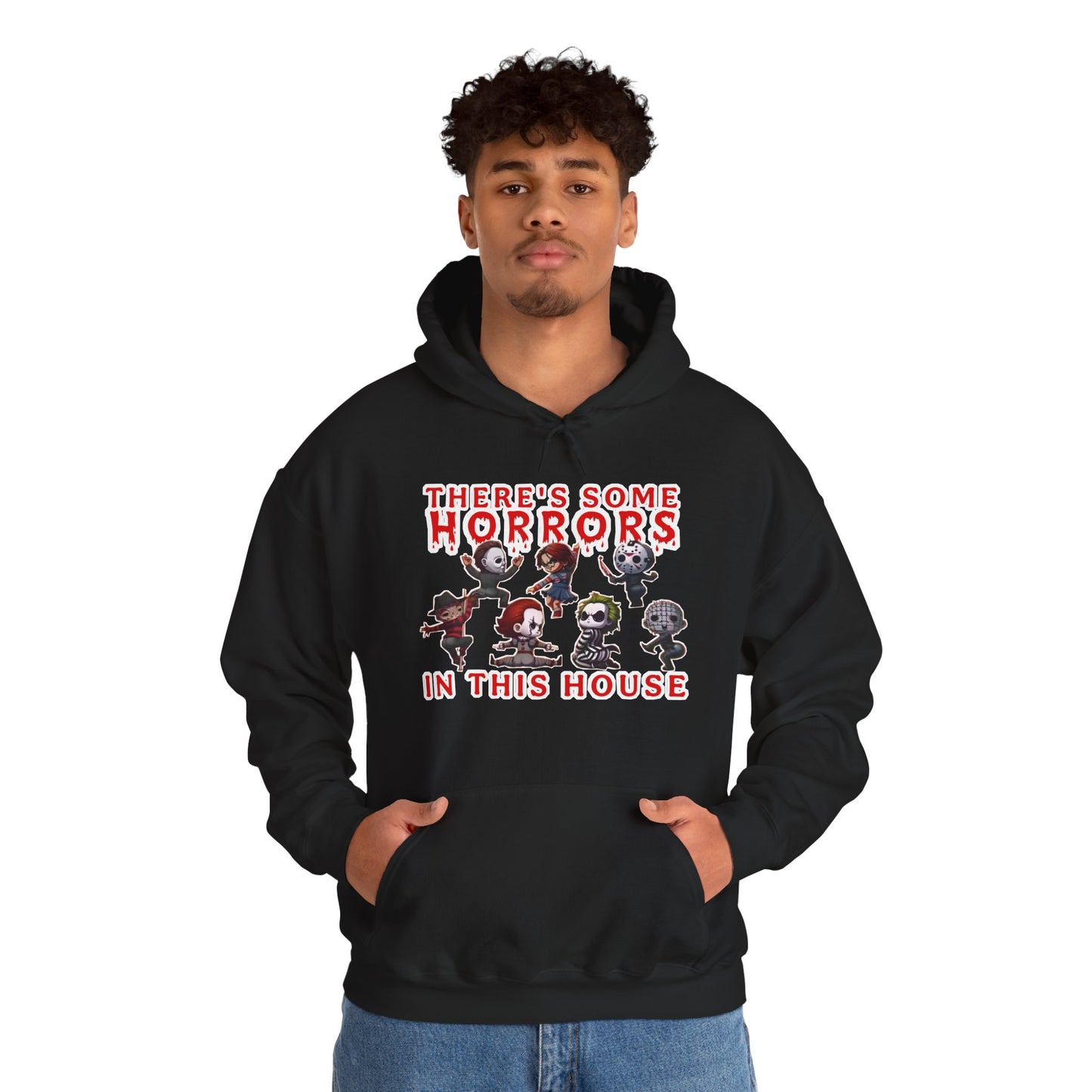 There's some horrors in this house Unisex Hoodie: Perfect for Fans of Spooky Vibes, Halloween, and Cozy Nights, Gifts for Horror Lovers, Fun Apparel