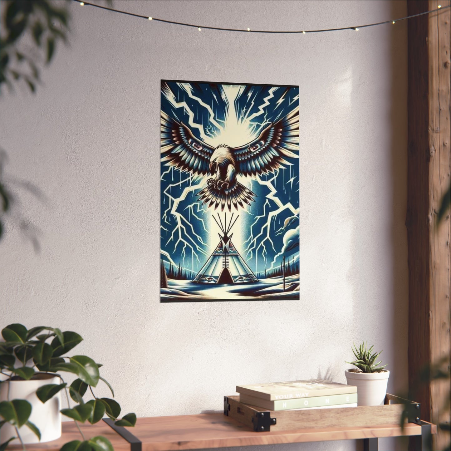 Eagle over teepee Matte Vertical Posters