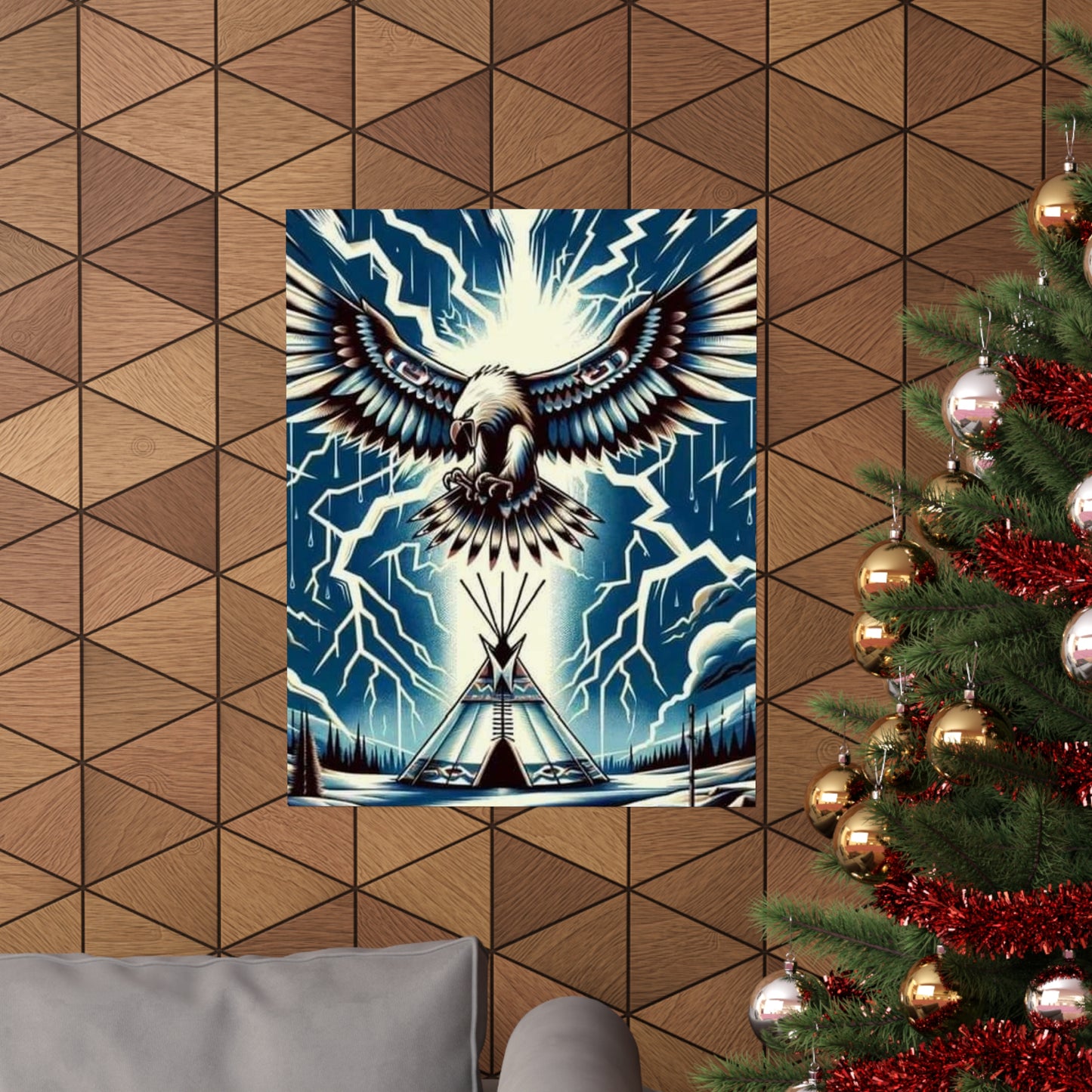 Eagle over teepee Matte Vertical Posters