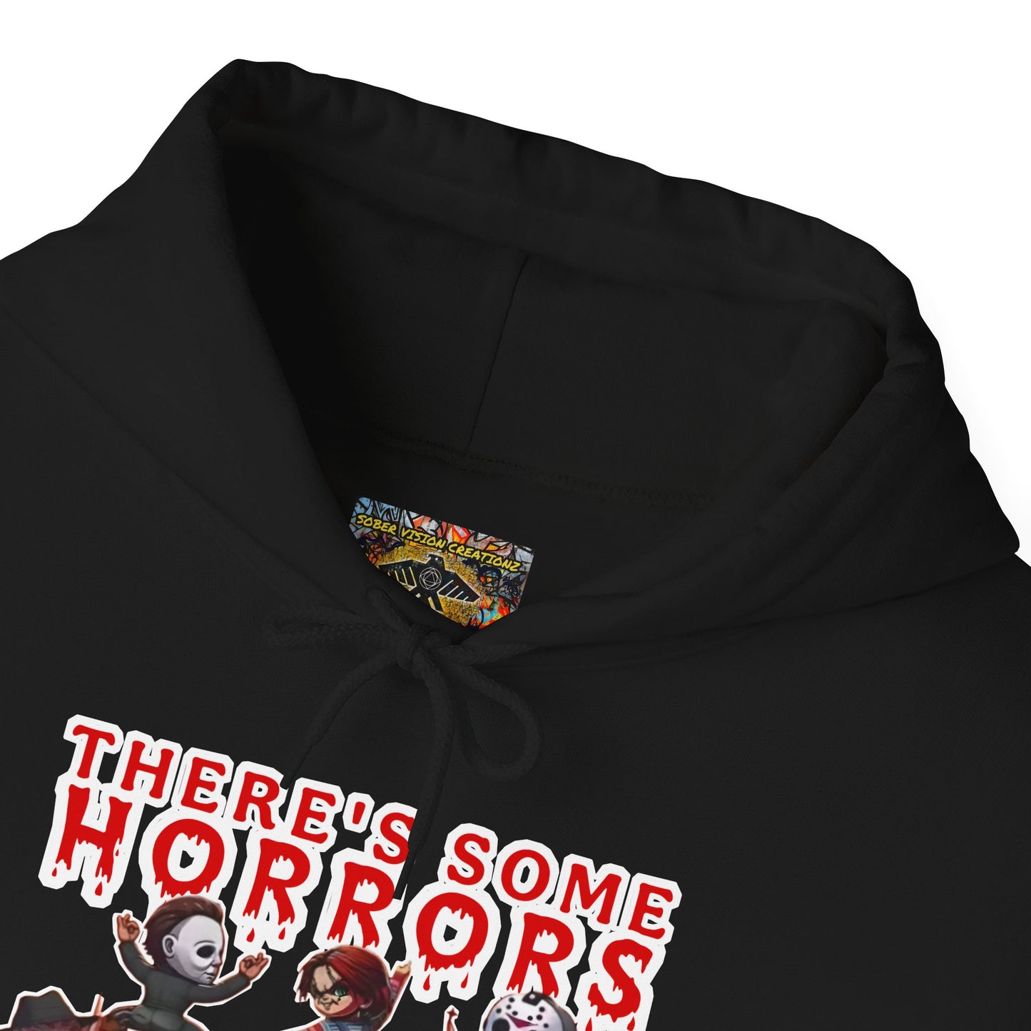 There's some horrors in this house Unisex Hoodie: Perfect for Fans of Spooky Vibes, Halloween, and Cozy Nights, Gifts for Horror Lovers, Fun Apparel