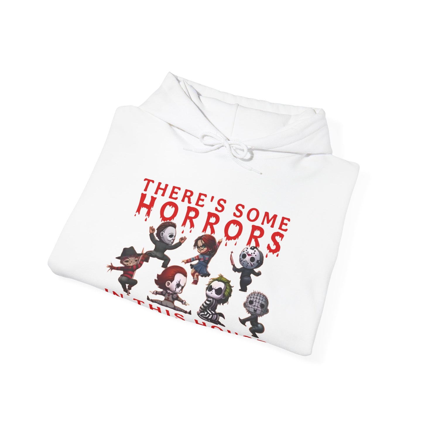 There's some horrors in this house Unisex Hoodie: Perfect for Fans of Spooky Vibes, Halloween, and Cozy Nights, Gifts for Horror Lovers, Fun Apparel