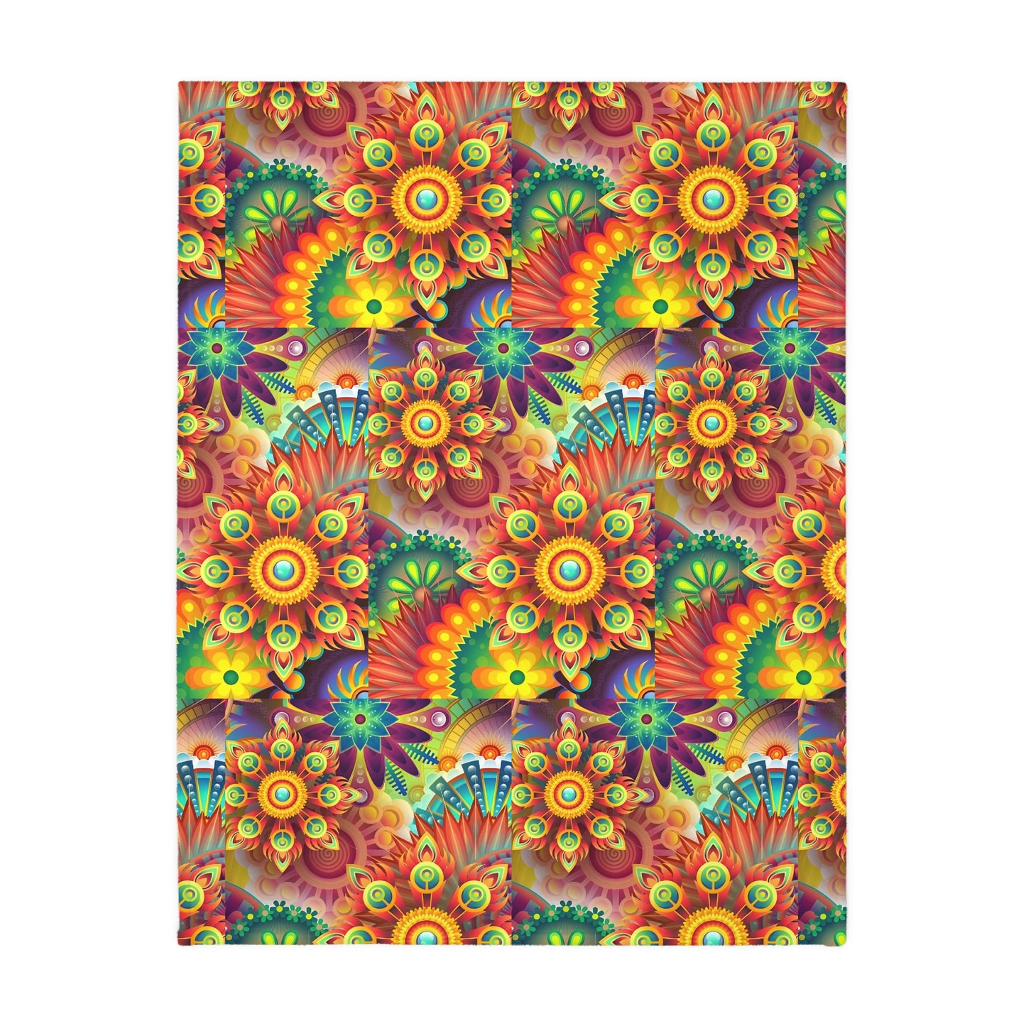 Buffalo skull/Colorful print Velveteen Microfiber Blanket (Two-sided print)