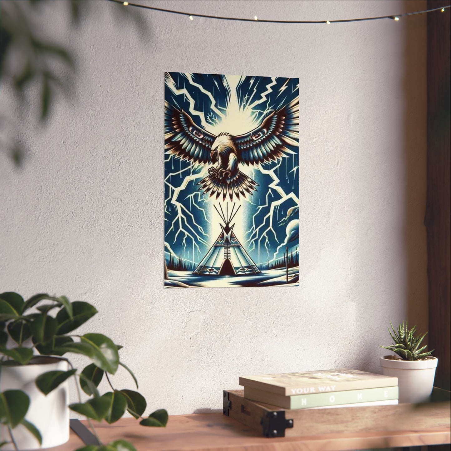 Eagle over teepee Matte Vertical Posters