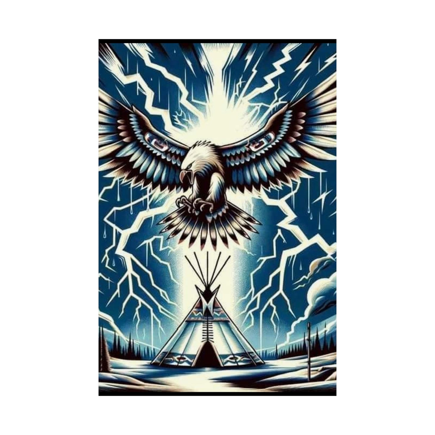 Eagle over teepee Matte Vertical Posters