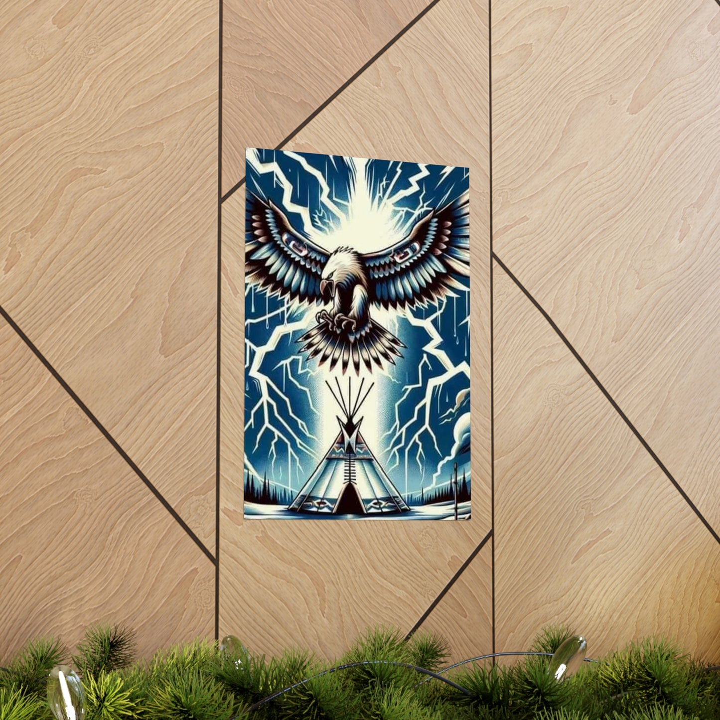 Eagle over teepee Matte Vertical Posters