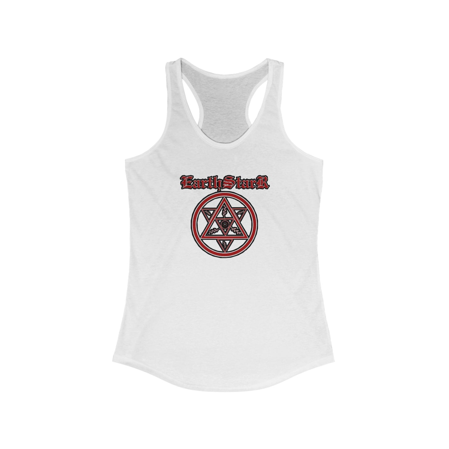 Women's Racerback Tank Top with Earth Star Symbol, Perfect for Yoga, Fitness, Casual Wear, Gift for Her, Summer Essential