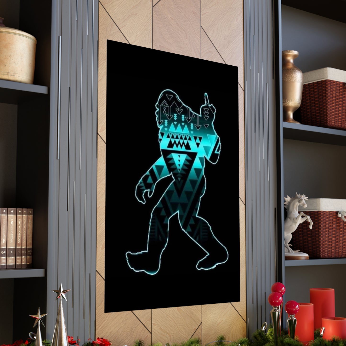 Sasquatch flipping the bird Matte Vertical Posters
