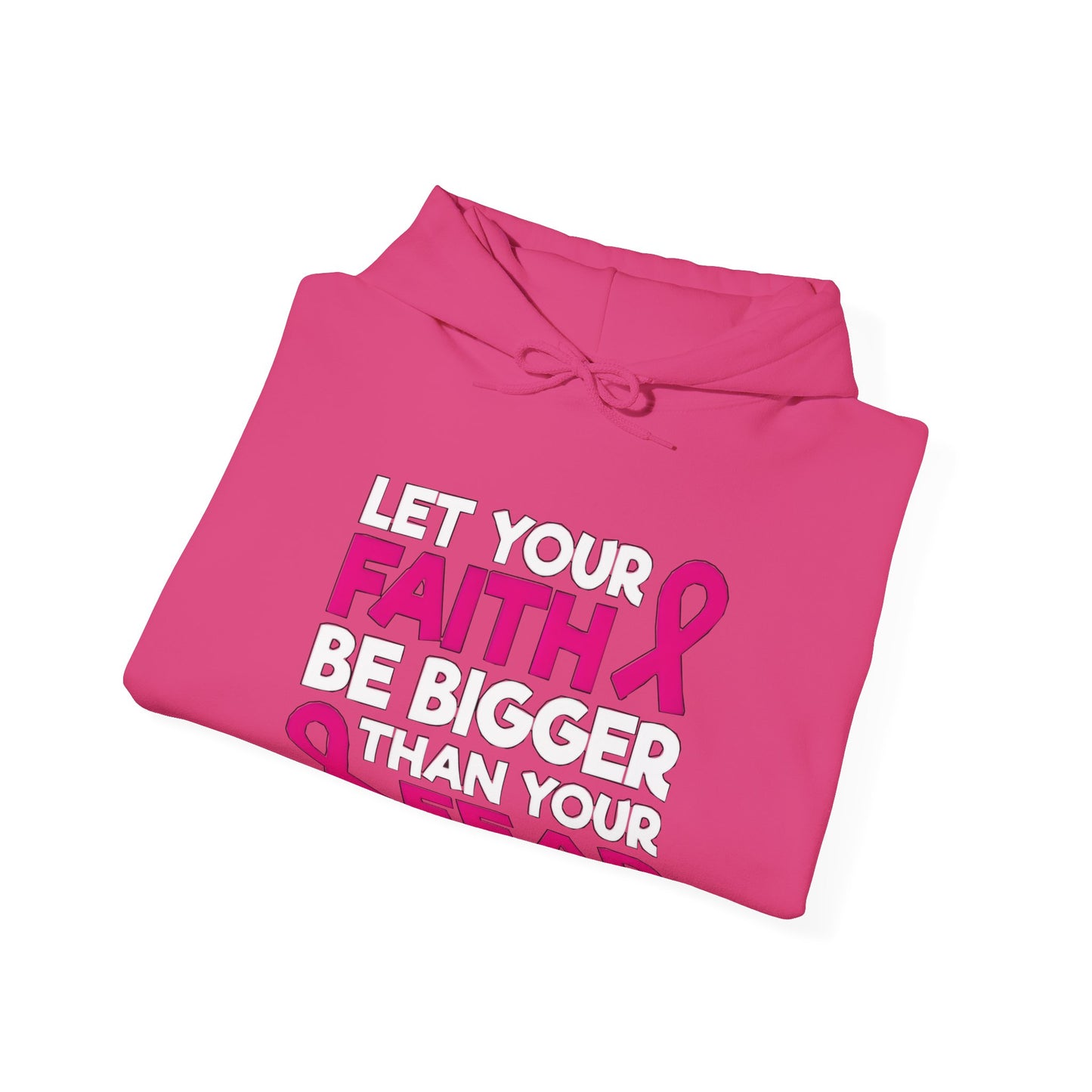 Pink Ribbon Faith Hooded Sweatshirt - Inspirational Gift for Breast Cancer Awareness, Cozy Fashion, Everyday Wear, Supportive Message