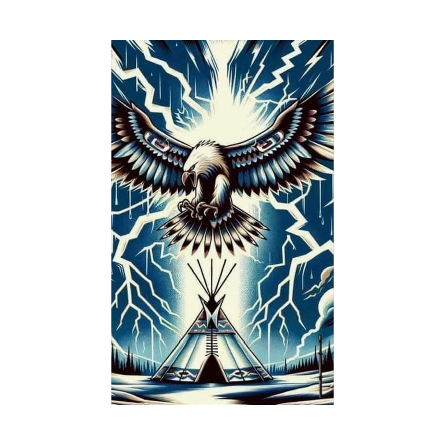 Eagle over teepee Matte Vertical Posters