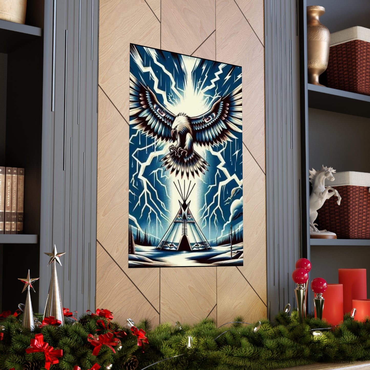 Eagle over teepee Matte Vertical Posters