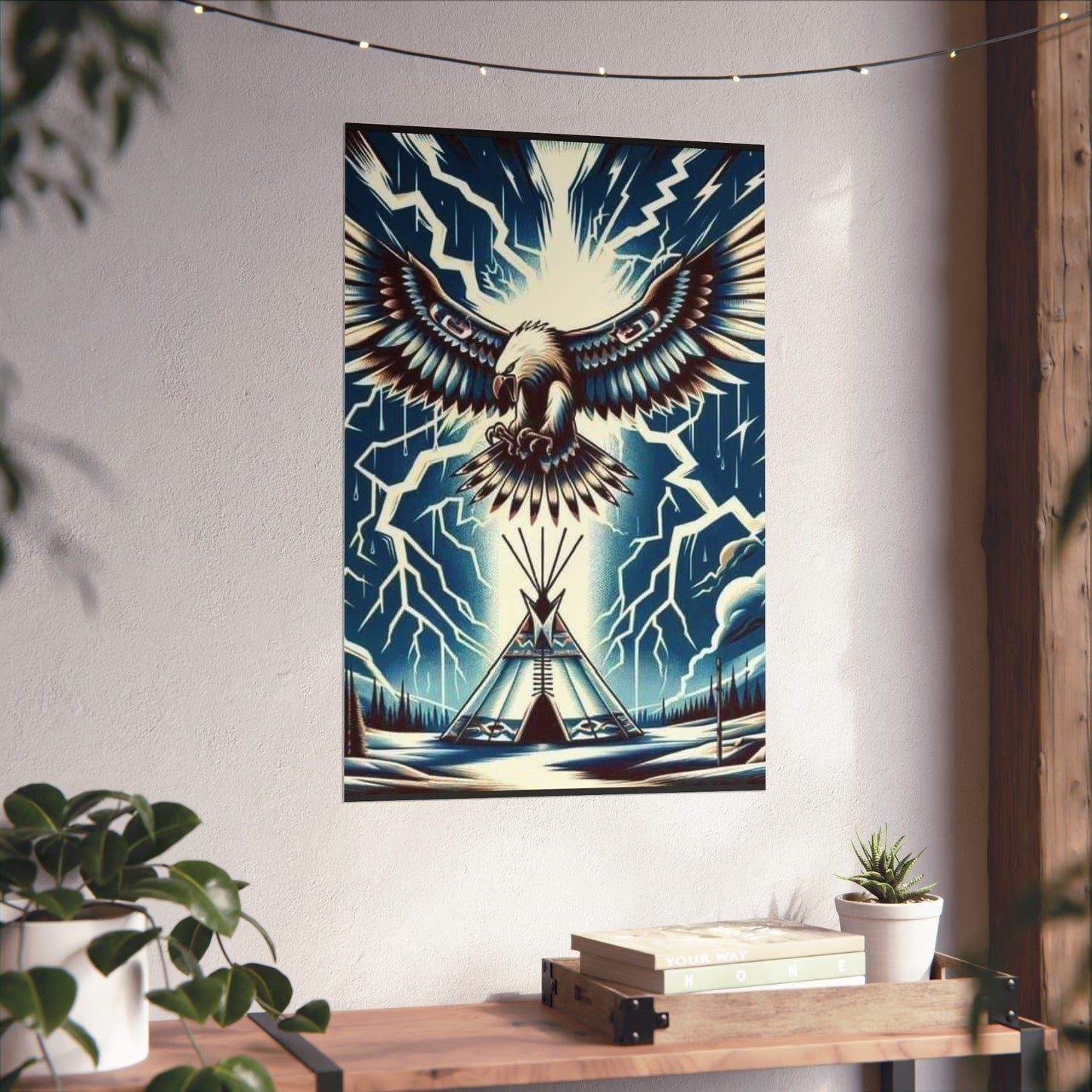 Eagle over teepee Matte Vertical Posters