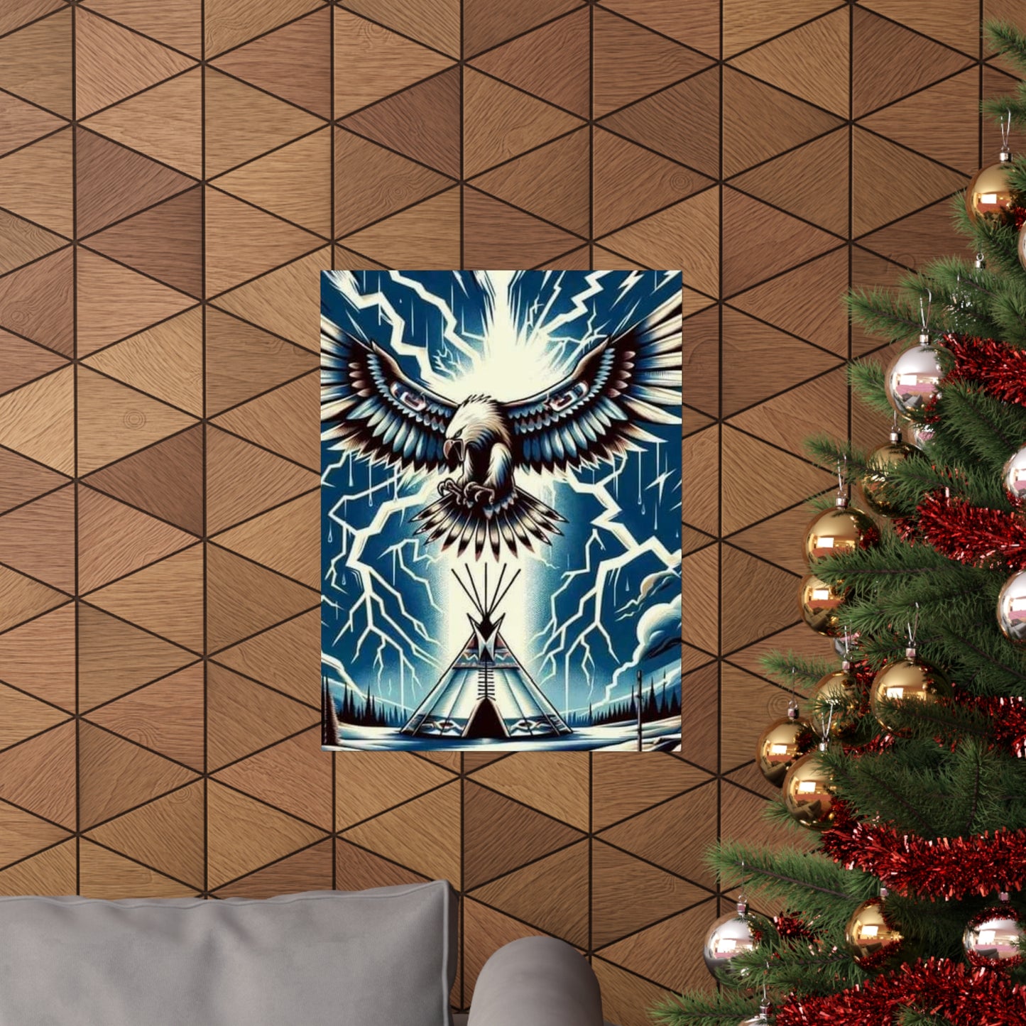 Eagle over teepee Matte Vertical Posters