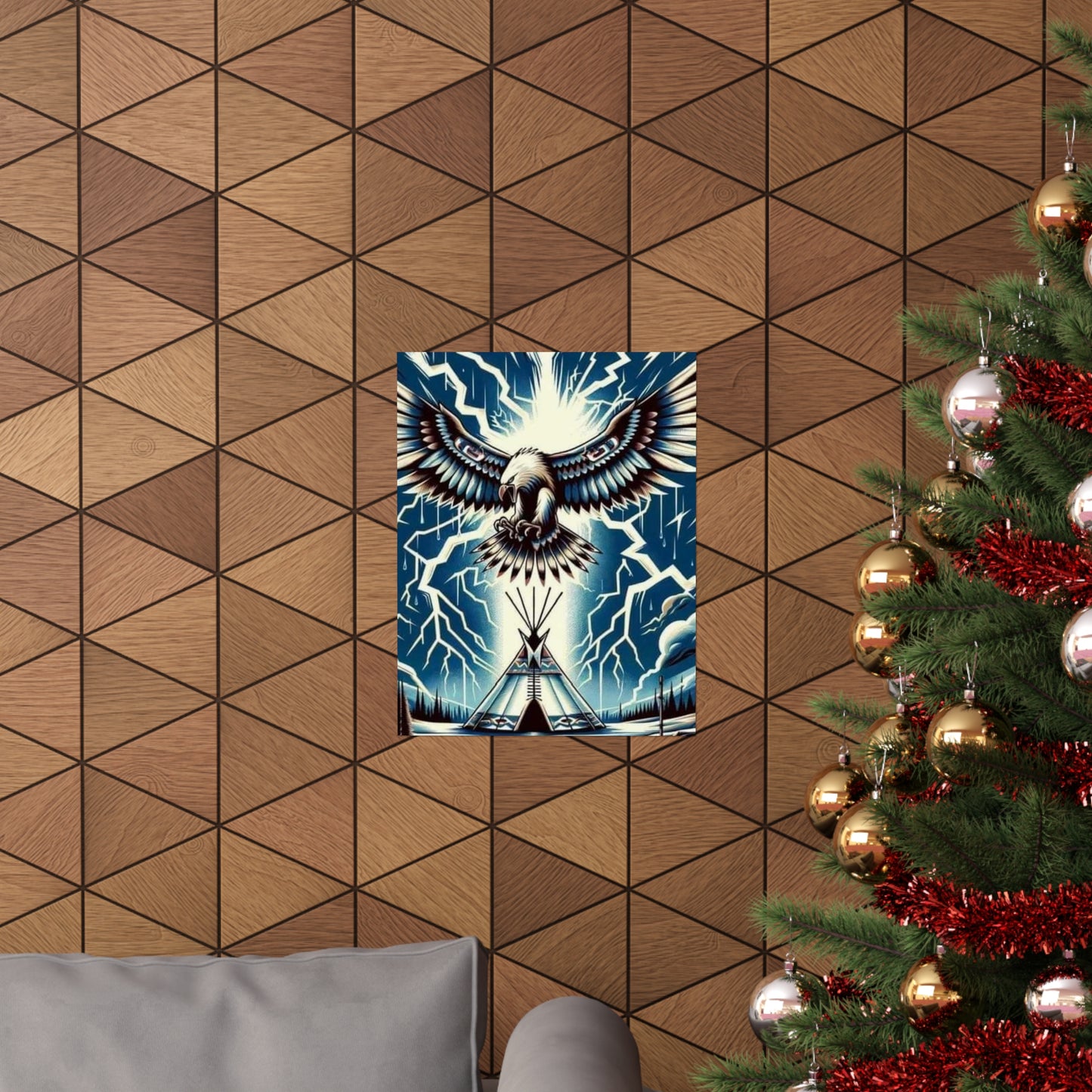 Eagle over teepee Matte Vertical Posters