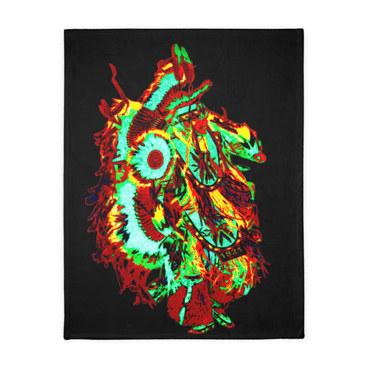 Colorful powwow dancer Velveteen Microfiber Blanket (Two-sided print)