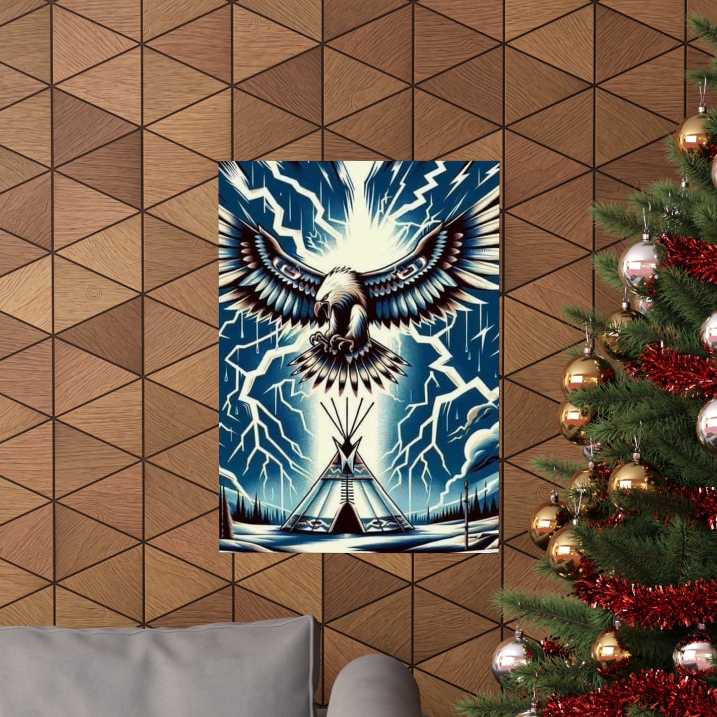 Eagle over teepee Matte Vertical Posters